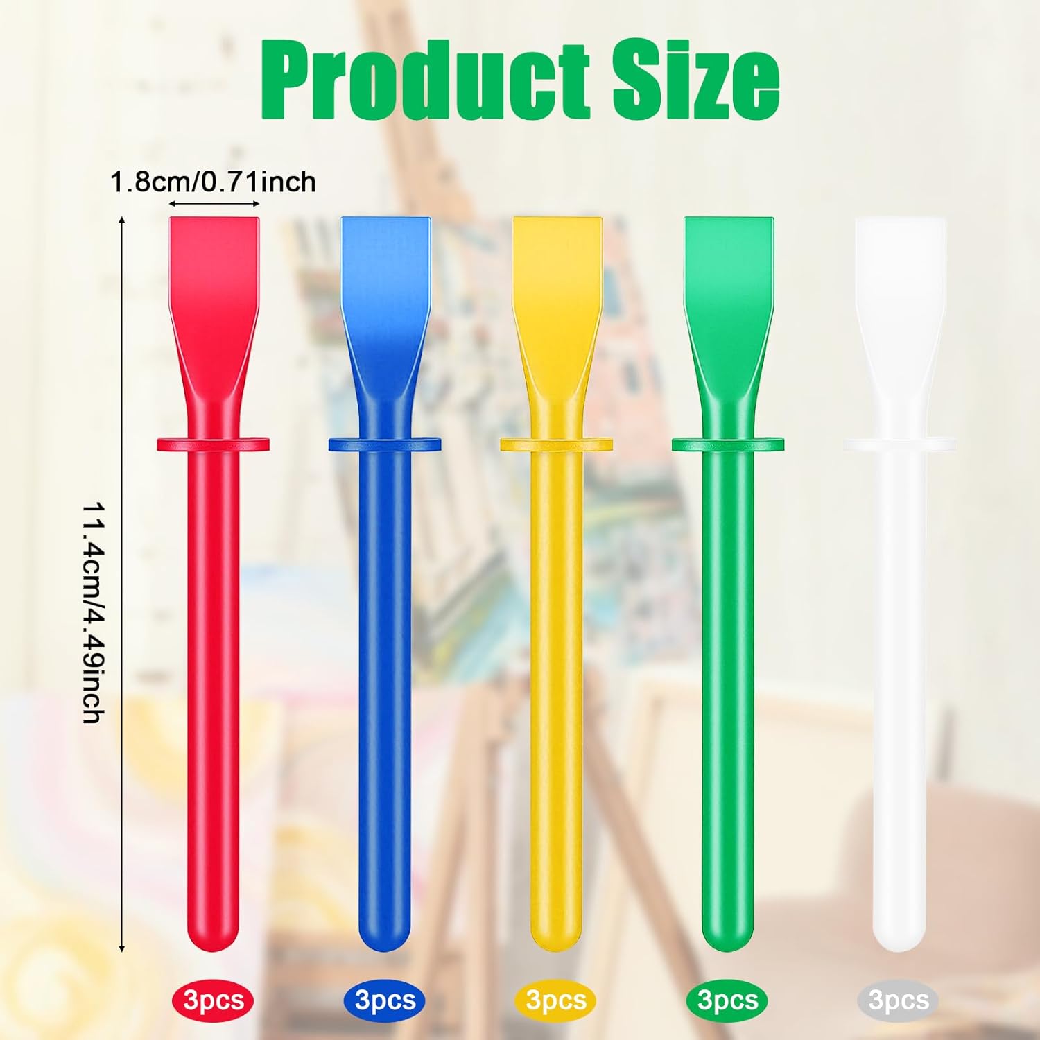 15Pcs Silicone Glue Brush,Reusable Glue Spreader Plastic Spreader Tool Set for DIY Painting Mixing & Spreading - Flatback - Image 1