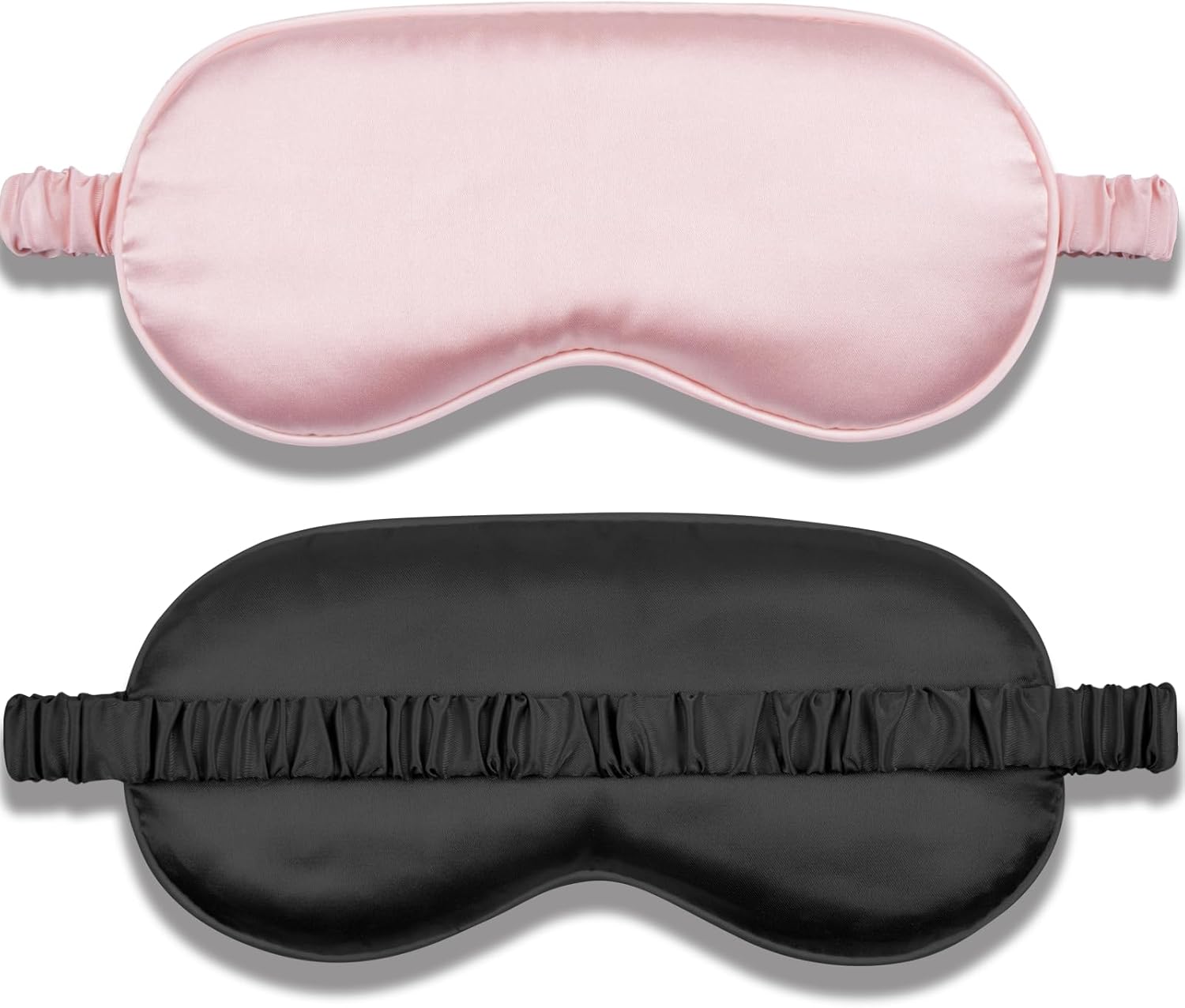 Silk Sleep Mask Set of 2, Adjustable Silk Eye Mask for Sleeping, Soft Sleeping Eye Shade Cover for Women, Good for Blocking Light, Reducing Puffiness, Enhancing Sleep Quality (Pink & Black) - Image 1