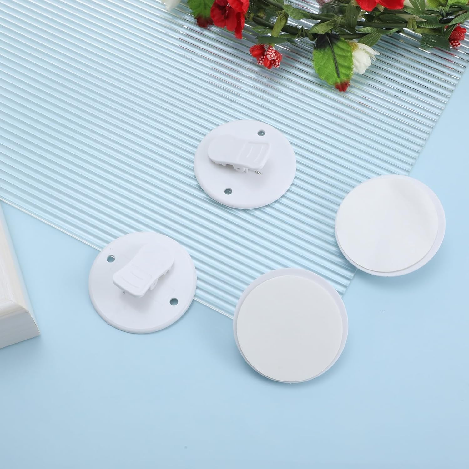 4Pcs Shower Curtain Clips to Wall, Self Stick Shower Clips for Curtain Closer for Avoid Water Splashing Windproof Out(White) - Image 6