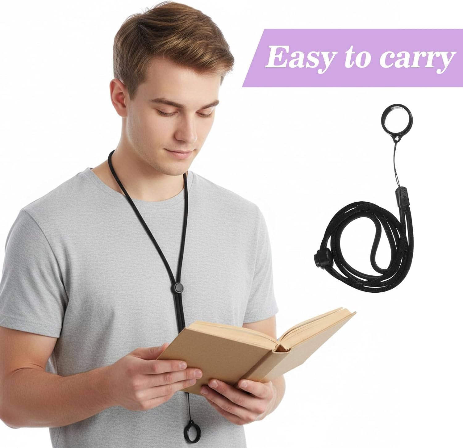 34Pcs Anti-Lost Lanyard Set Include 9 Style Black Silicone Rubber Rings-3Pcs Adjustable Lanyards,4 Style Colorful Rubber Rings,Soft Pen Protective Holder for Keychain Necklace Pen - Image 3