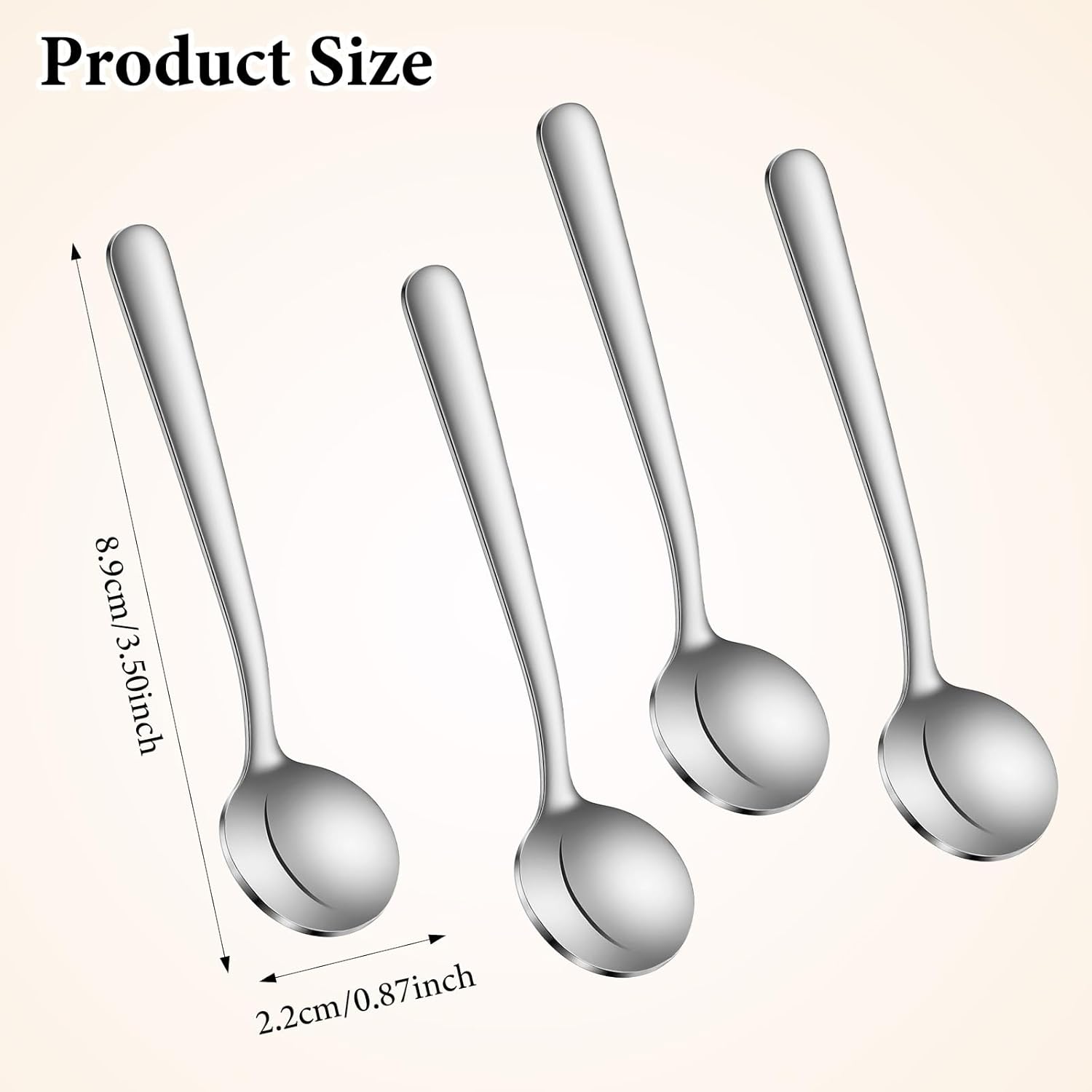 4Pcs Tiny Spoons for Spices, 3.5 Inch Stainless Steel Spice Spoon, Small Spoons for Spice Jars, Mini Metal Spoon for Sugar Salt Honey, Silver - Image 1