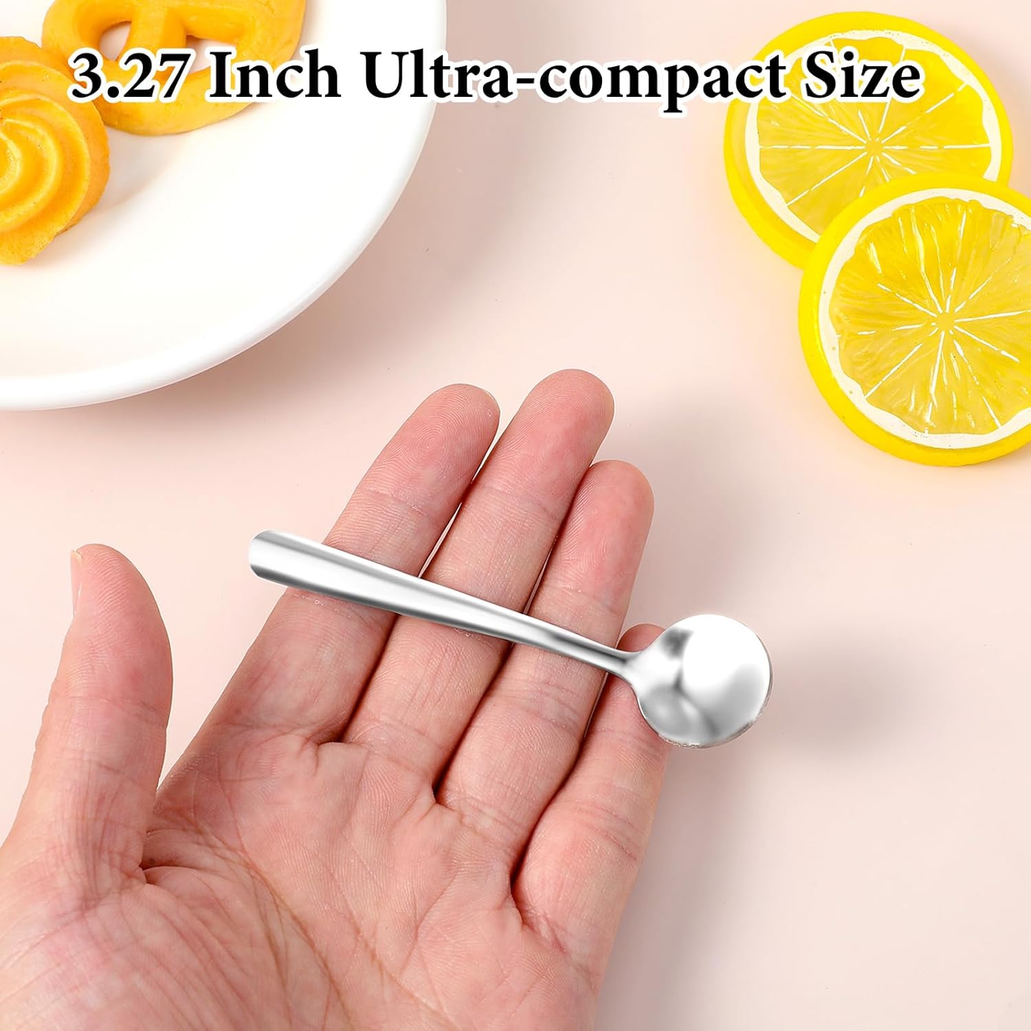 4Pcs Tiny Spoons for Spices, 3.5 Inch Stainless Steel Spice Spoon, Small Spoons for Spice Jars, Mini Metal Spoon for Sugar Salt Honey, Silver - Image 2