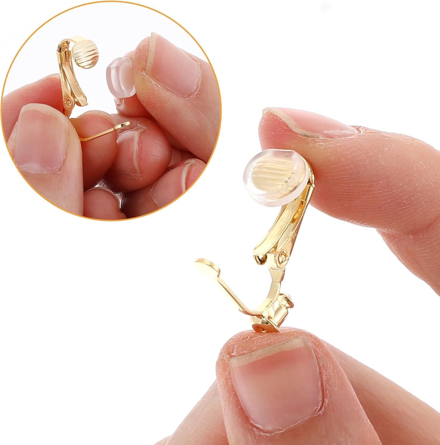 8Pcs Earring Converters Pierced to Clip on,Non-Pierced Earring Clips with 8 Silicone Pads,Convert Stud Earrings to Clip on for Non Pierced Ears (Silver, Gold) - Image 2