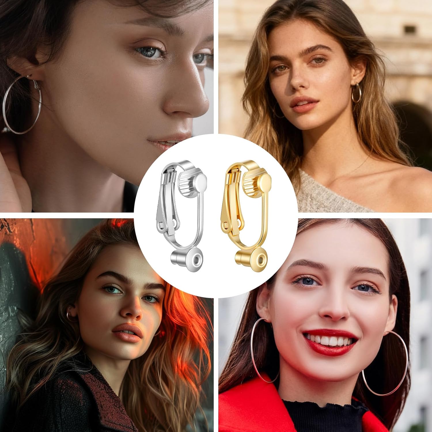 8Pcs Earring Converters Pierced to Clip on,Non-Pierced Earring Clips with 8 Silicone Pads,Convert Stud Earrings to Clip on for Non Pierced Ears (Silver, Gold) - Image 3