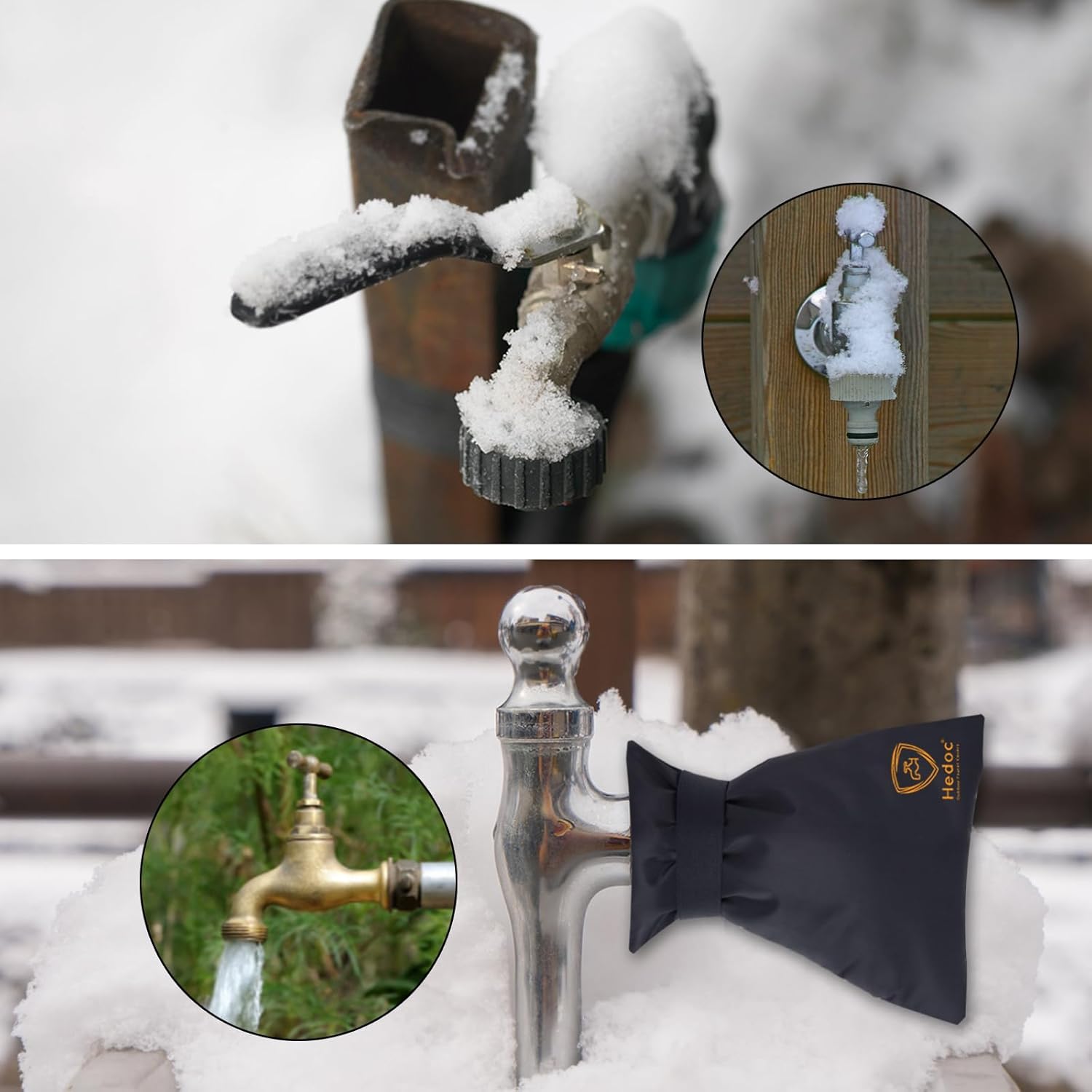 Pro Outdoor Faucet Covers for Winter Freeze Protection, 2 Pack 6'' W x 8.2'' H Winter Faucet Insulation Cover Socks, Hose Bib Covers for Winter (Faucet Cover 2 Pack) - Image 5