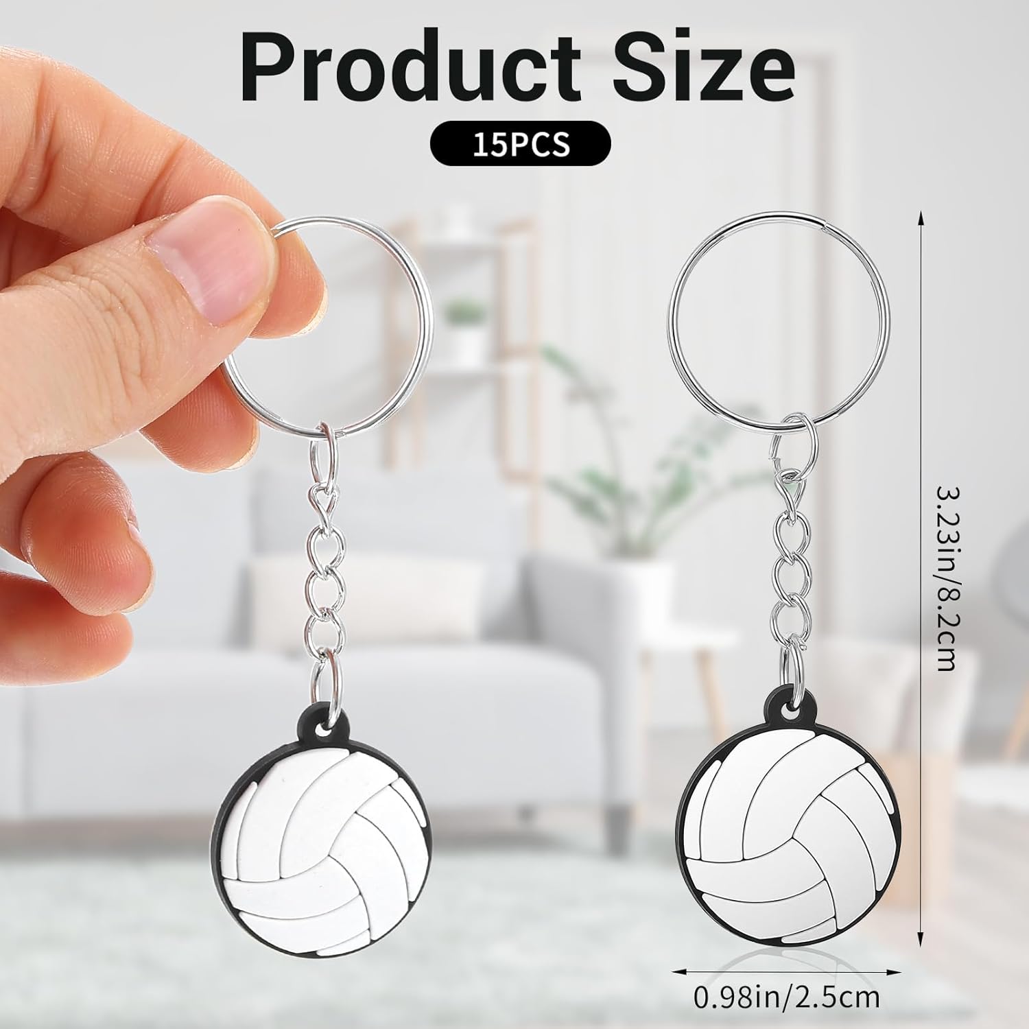 15PCS Volleyball Keychain,Volleyball Key Chains for Team Gifts - Sport Bag Charms,Trinkets Souvenirs for Backpacks Volleyballs Lovers - Image 1