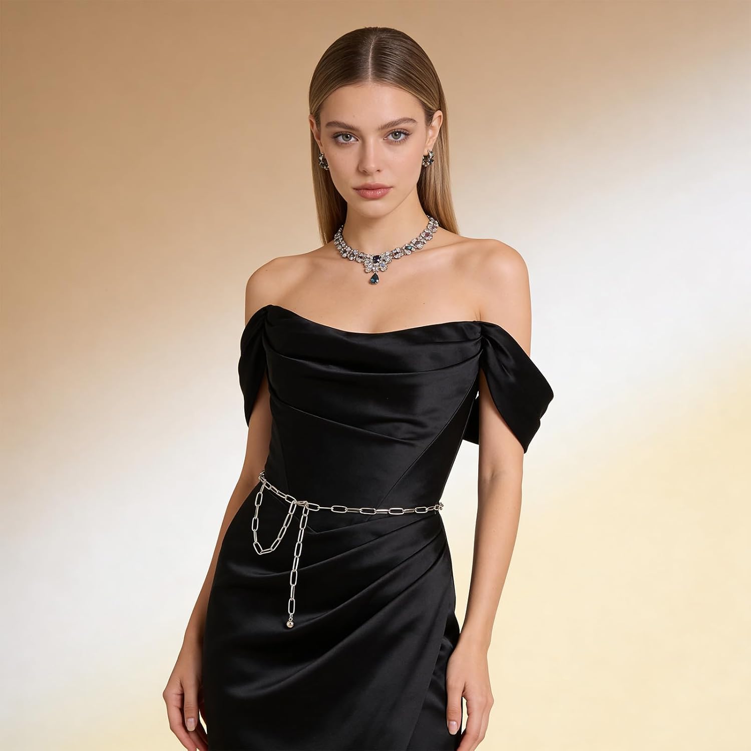 Silver Chain Belts for Women,Adjustable Womens Chain Belt Trendy Metal Belt for Jeans Dresses Pants - Image 2