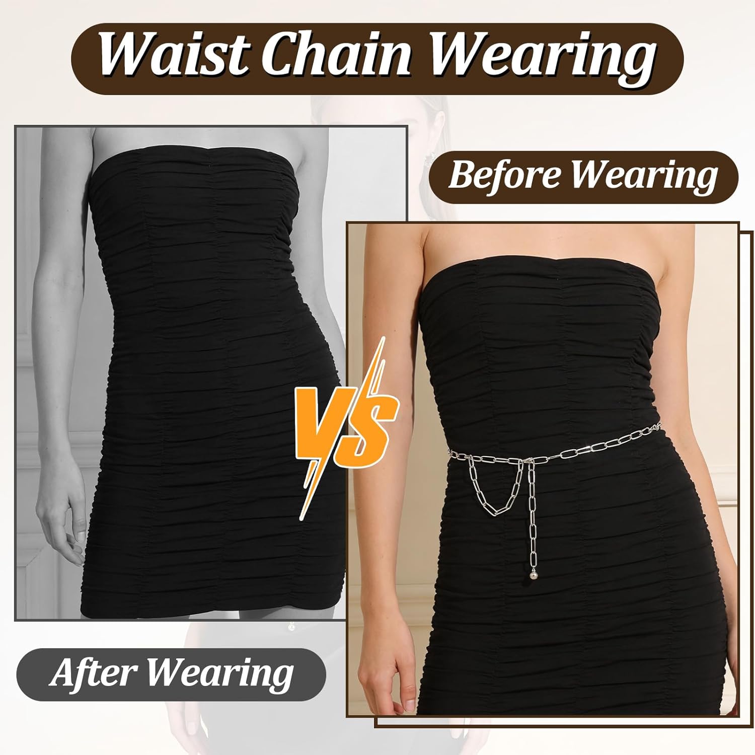 Silver Chain Belts for Women,Adjustable Womens Chain Belt Trendy Metal Belt for Jeans Dresses Pants - Image 6
