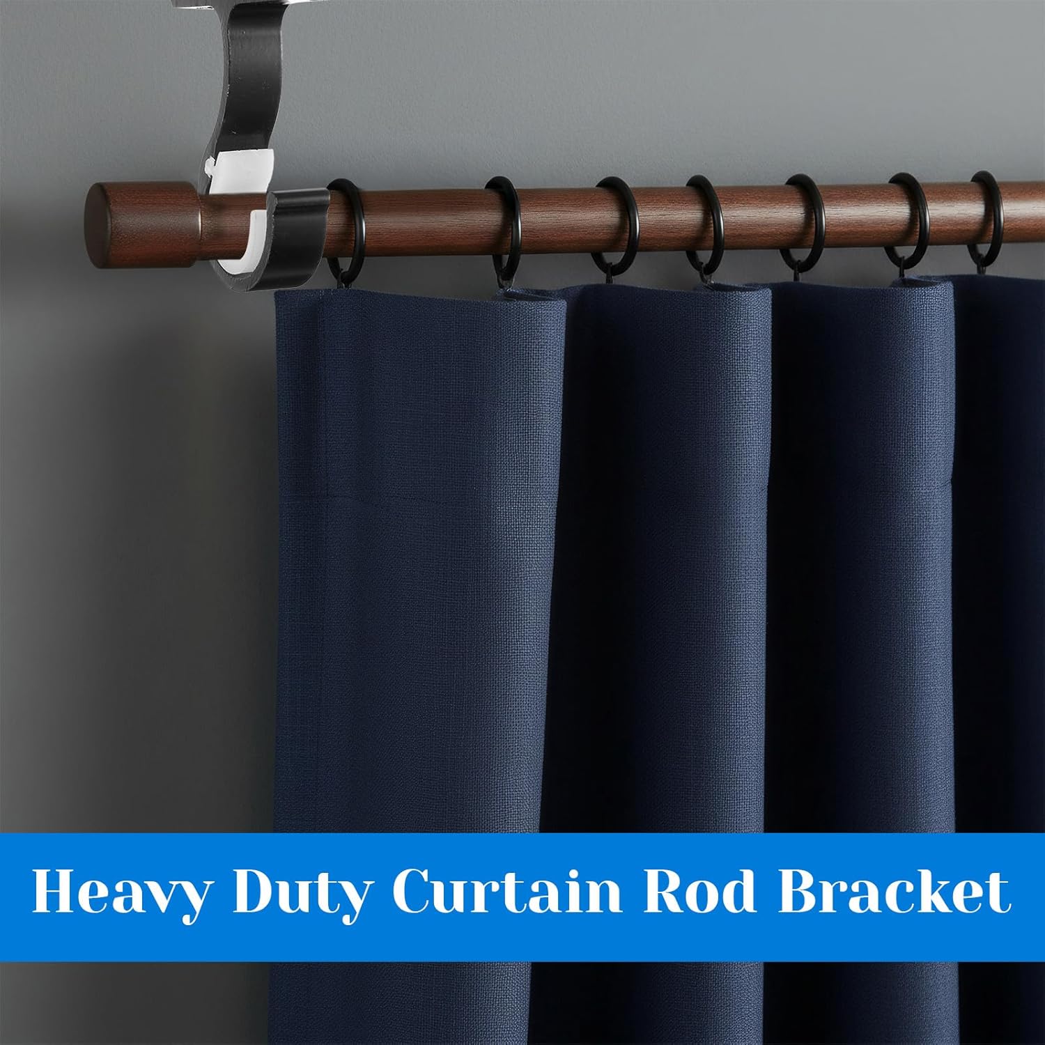 2 Sets Ceiling Curtain Rod Brackets for 1 Inch Rod, Curtain Rod Brackets Holders for Wall & Ceiling Mount Installation (Black) - Image 4