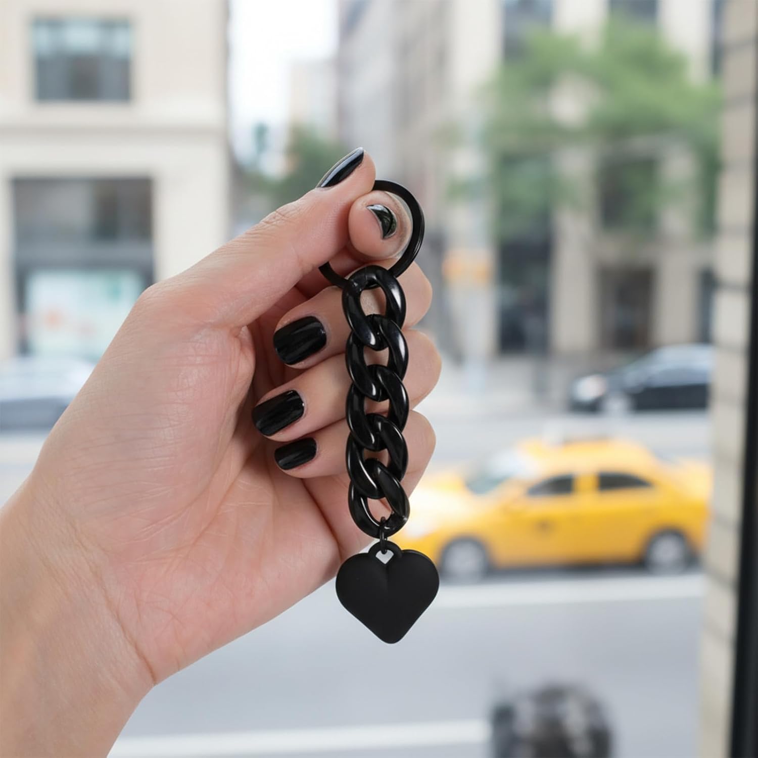 Black Heart Keychain, Goth Heart Bag Charms for Handbags, Love Key Chain Ring Gift for Valentine's Day, Keychain Accessories for Car Keys Backpack - Image 3