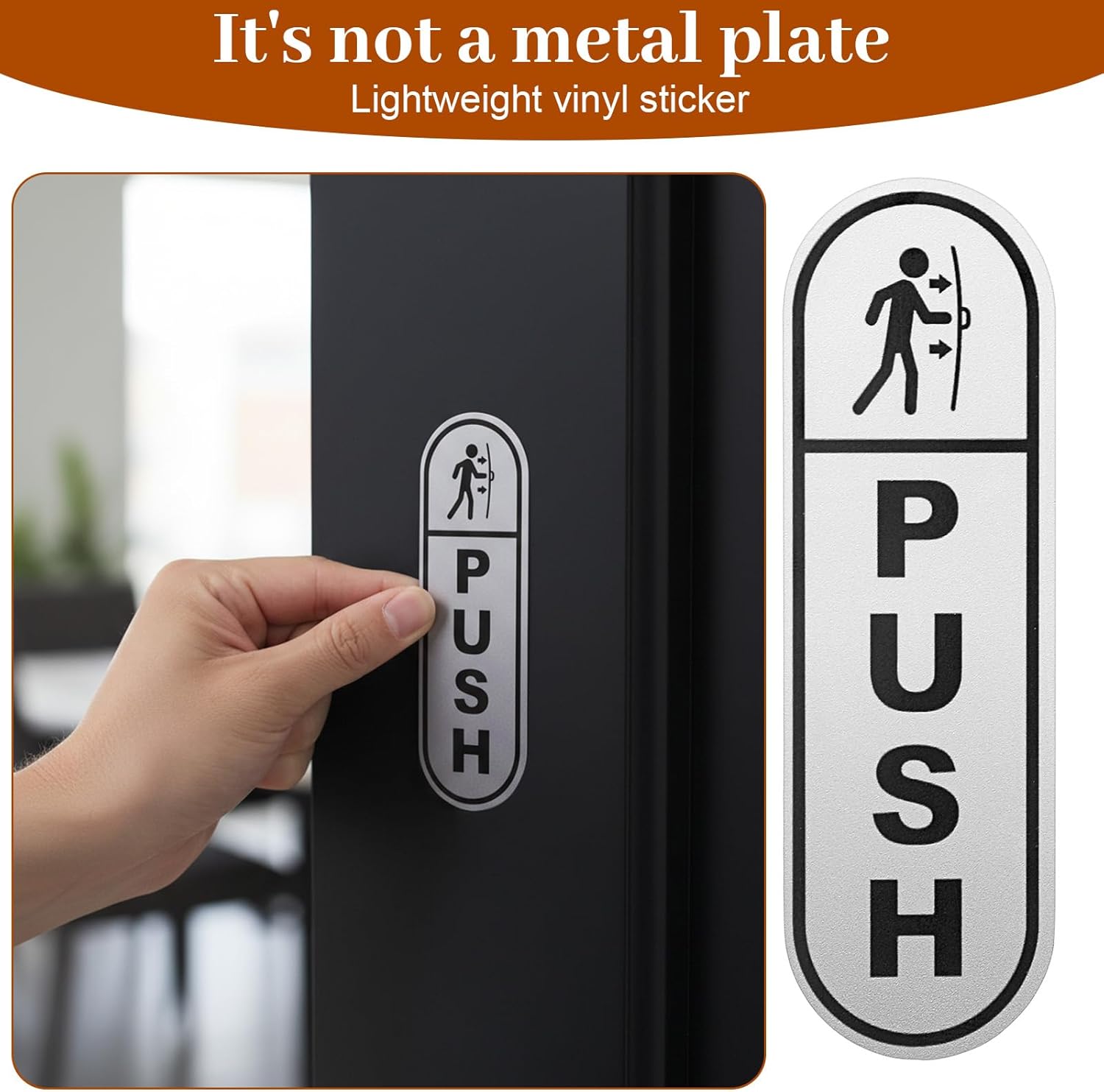 6PCS Push Pull Door Stickers - Shimmeroo Durable Waterproof Strong Adhesive Pull Push Door Sign Stickers for Home Office Business Doors Gloss Wipeable - Image 2