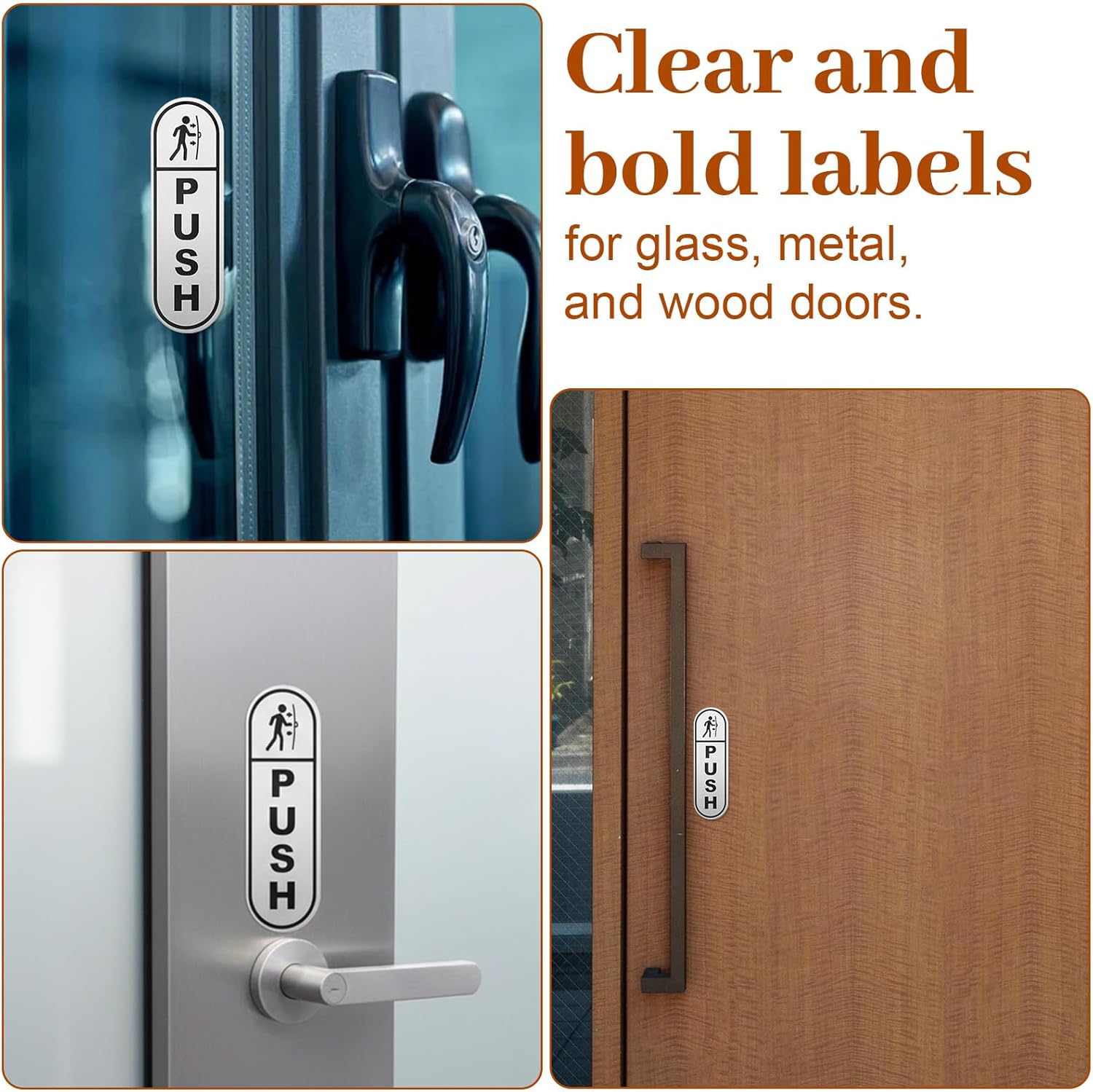 6PCS Push Pull Door Stickers - Shimmeroo Durable Waterproof Strong Adhesive Pull Push Door Sign Stickers for Home Office Business Doors Gloss Wipeable - Image 3