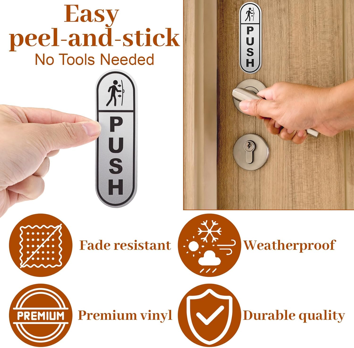 6PCS Push Pull Door Stickers - Shimmeroo Durable Waterproof Strong Adhesive Pull Push Door Sign Stickers for Home Office Business Doors Gloss Wipeable - Image 5