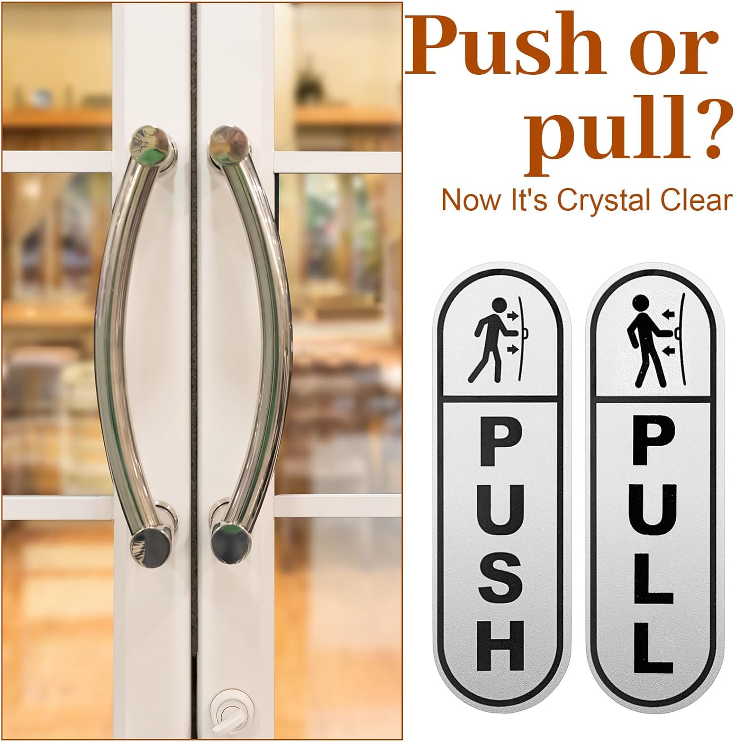 6PCS Push Pull Door Stickers - Shimmeroo Durable Waterproof Strong Adhesive Pull Push Door Sign Stickers for Home Office Business Doors Gloss Wipeable - Image 6
