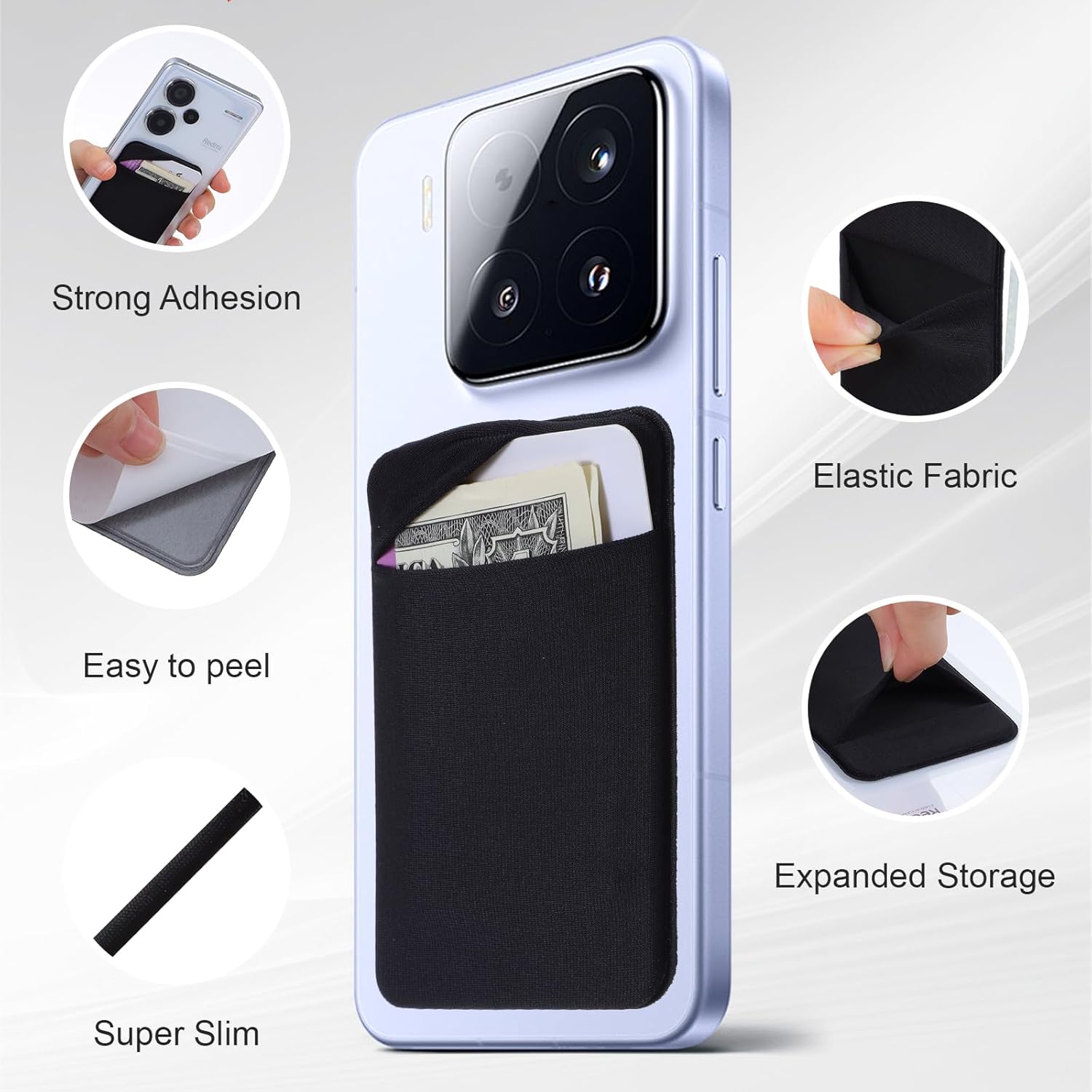 3PCS Wallet Key Holder, Slim Card Holder Minimalist Wallet for Men-Small Card Key Holders Slim Cards Holders of Phone Back - Image 3