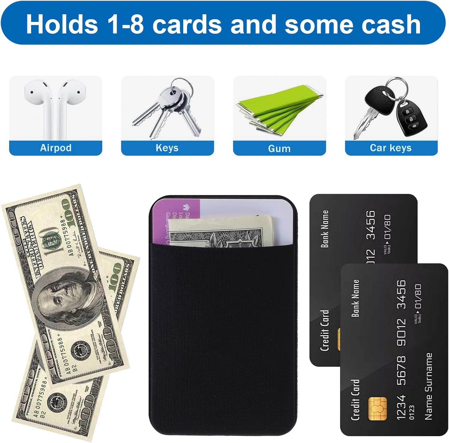 3PCS Wallet Key Holder, Slim Card Holder Minimalist Wallet for Men-Small Card Key Holders Slim Cards Holders of Phone Back - Image 4