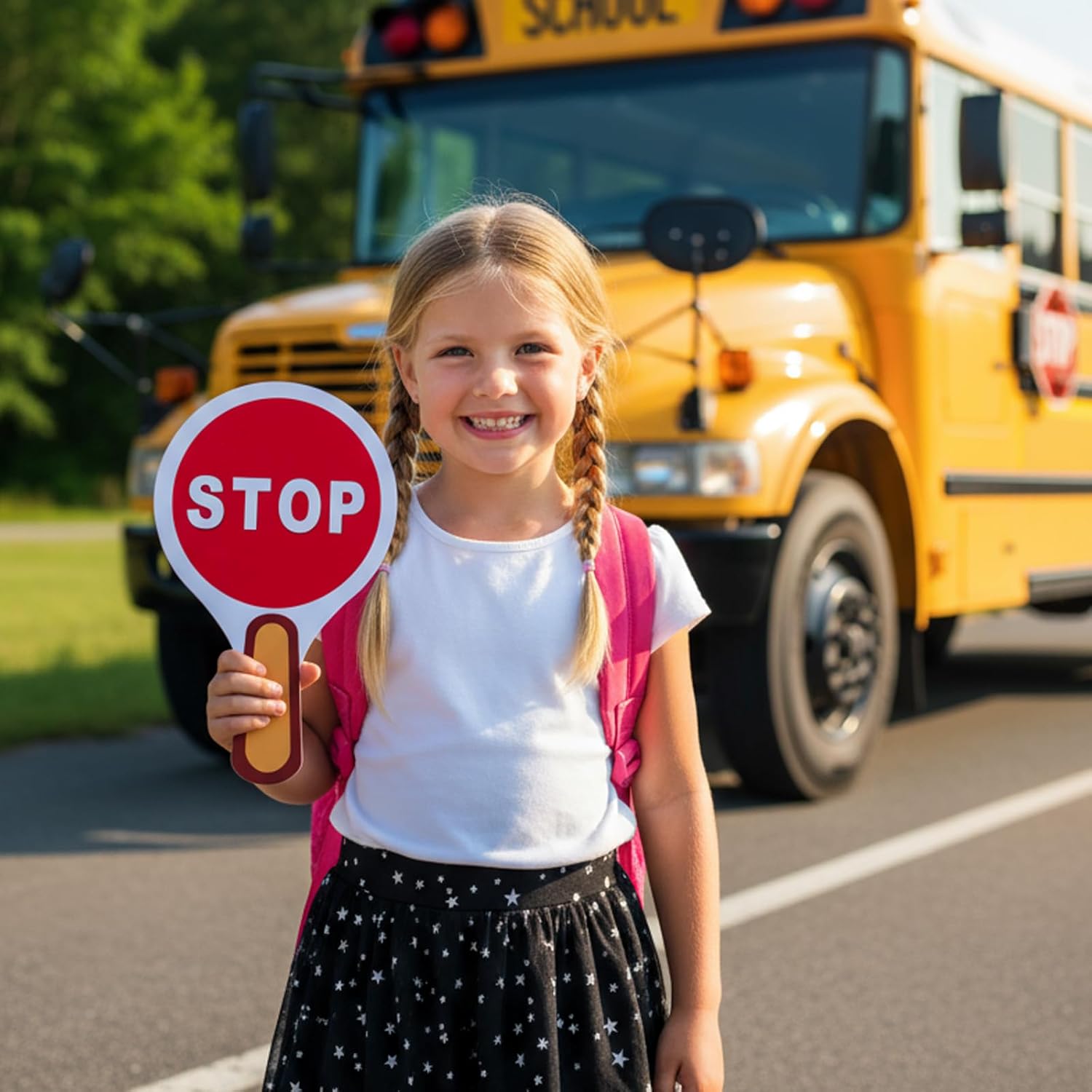 2Pcs Stop and Go Sign with Handle,Mini Stop Sign Double Sided for Guiding Teaching Traffic Safety - Image 2