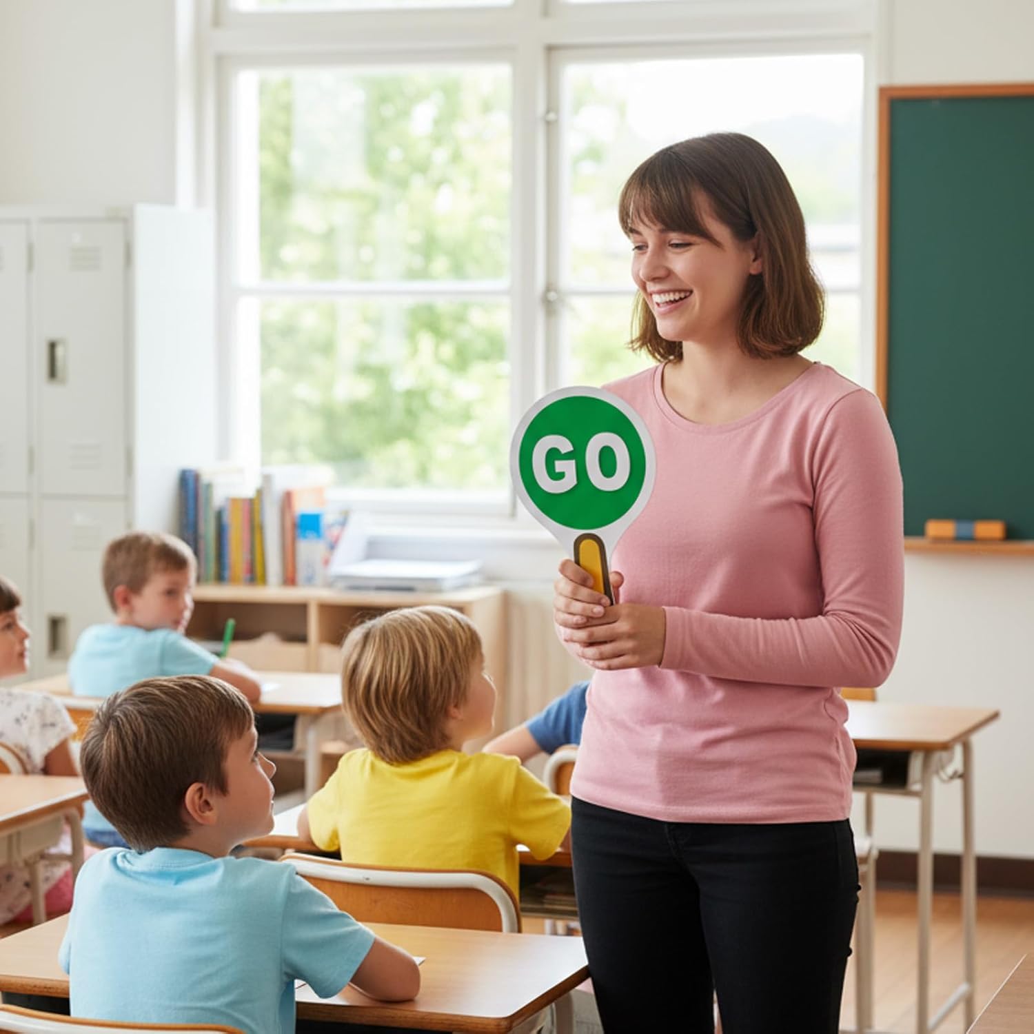 2Pcs Stop and Go Sign with Handle,Mini Stop Sign Double Sided for Guiding Teaching Traffic Safety - Image 3