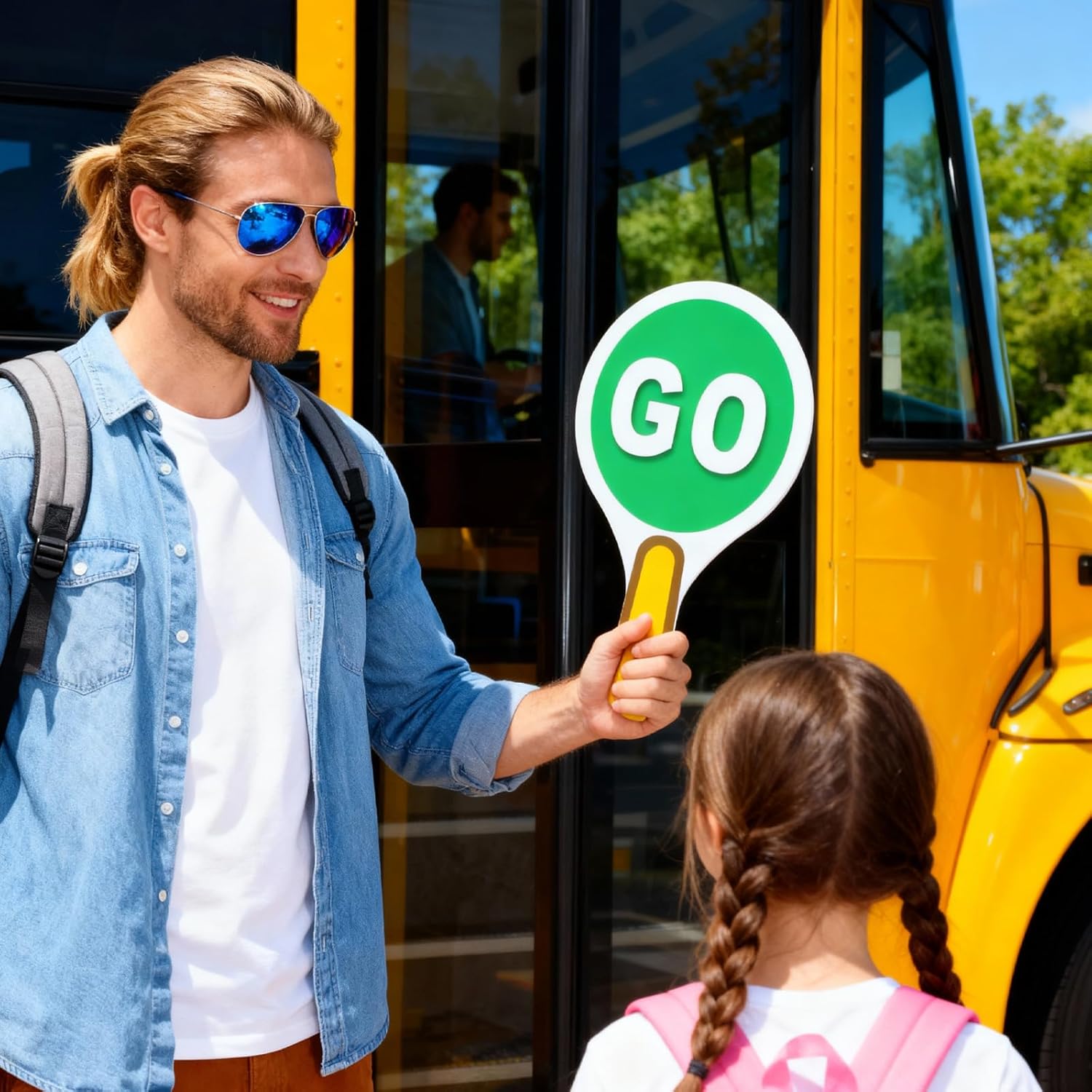 2Pcs Stop and Go Sign with Handle,Mini Stop Sign Double Sided for Guiding Teaching Traffic Safety - Image 4