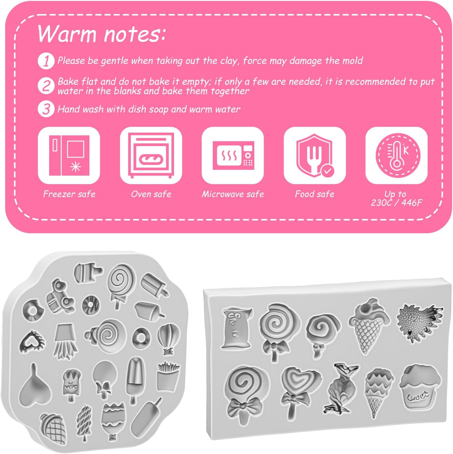 2Pcs Polymer Clay Molds for Jewelry Making Set,Silicone Air-Dry Clay Molds for Making Candy Lollipop Donut - Image 2