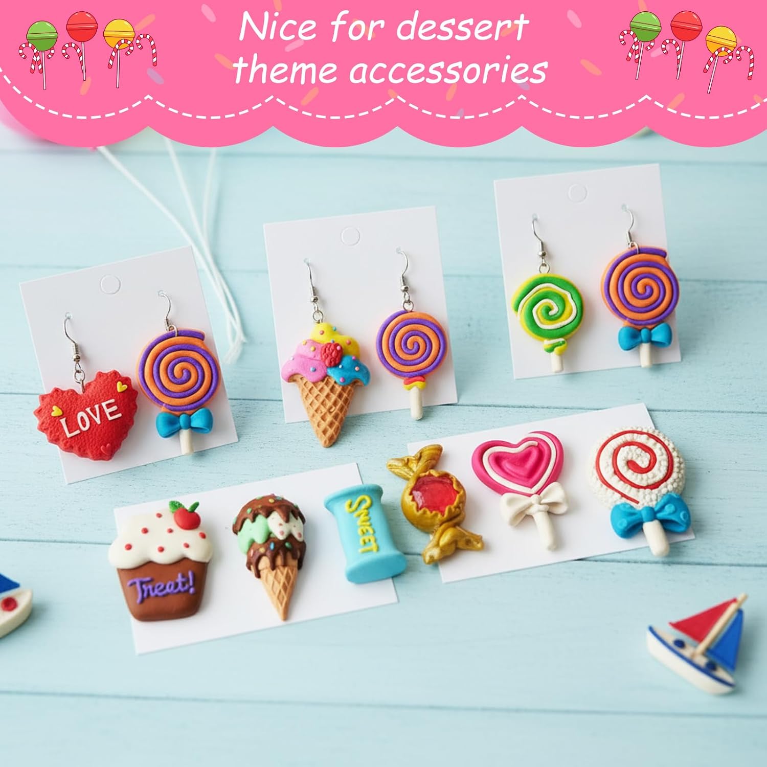 2Pcs Polymer Clay Molds for Jewelry Making Set,Silicone Air-Dry Clay Molds for Making Candy Lollipop Donut - Image 3