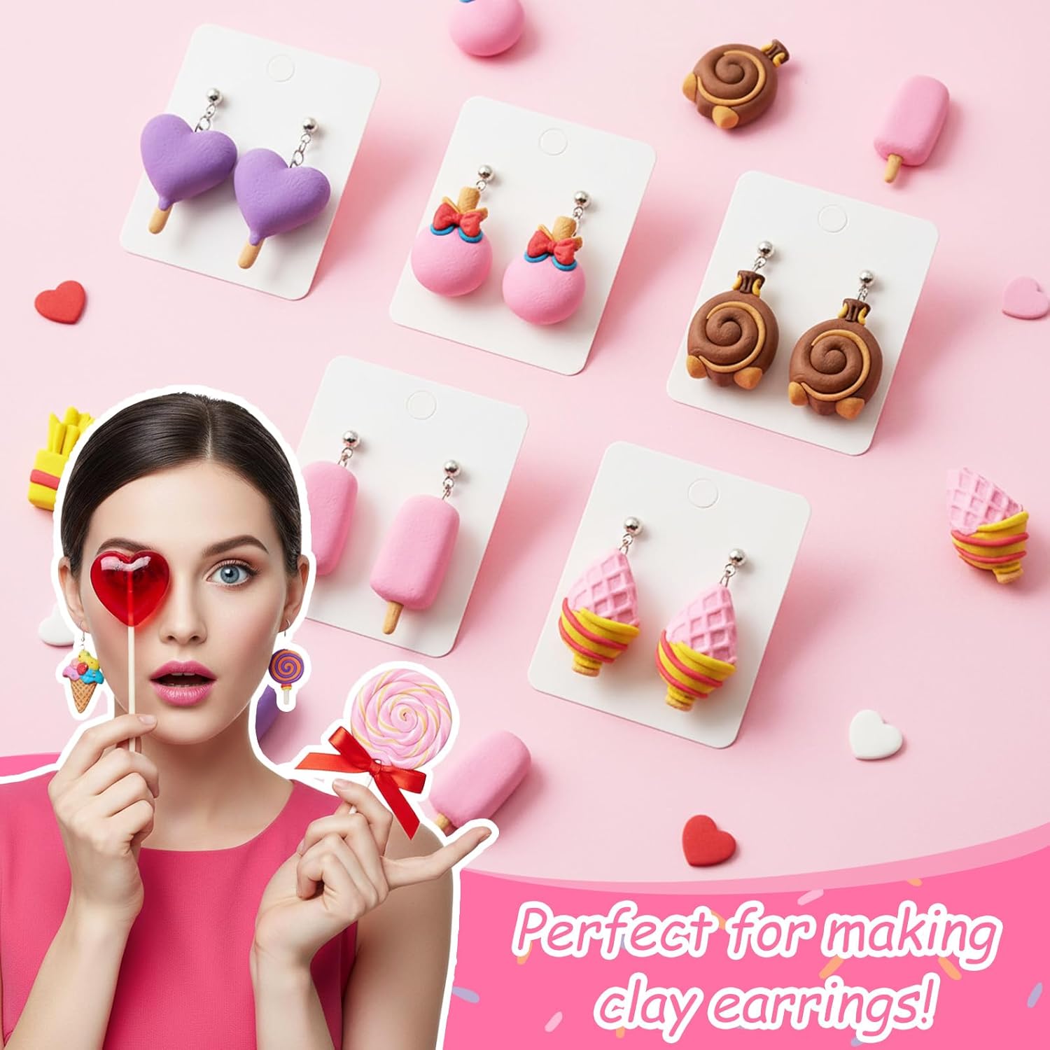 2Pcs Polymer Clay Molds for Jewelry Making Set,Silicone Air-Dry Clay Molds for Making Candy Lollipop Donut - Image 5
