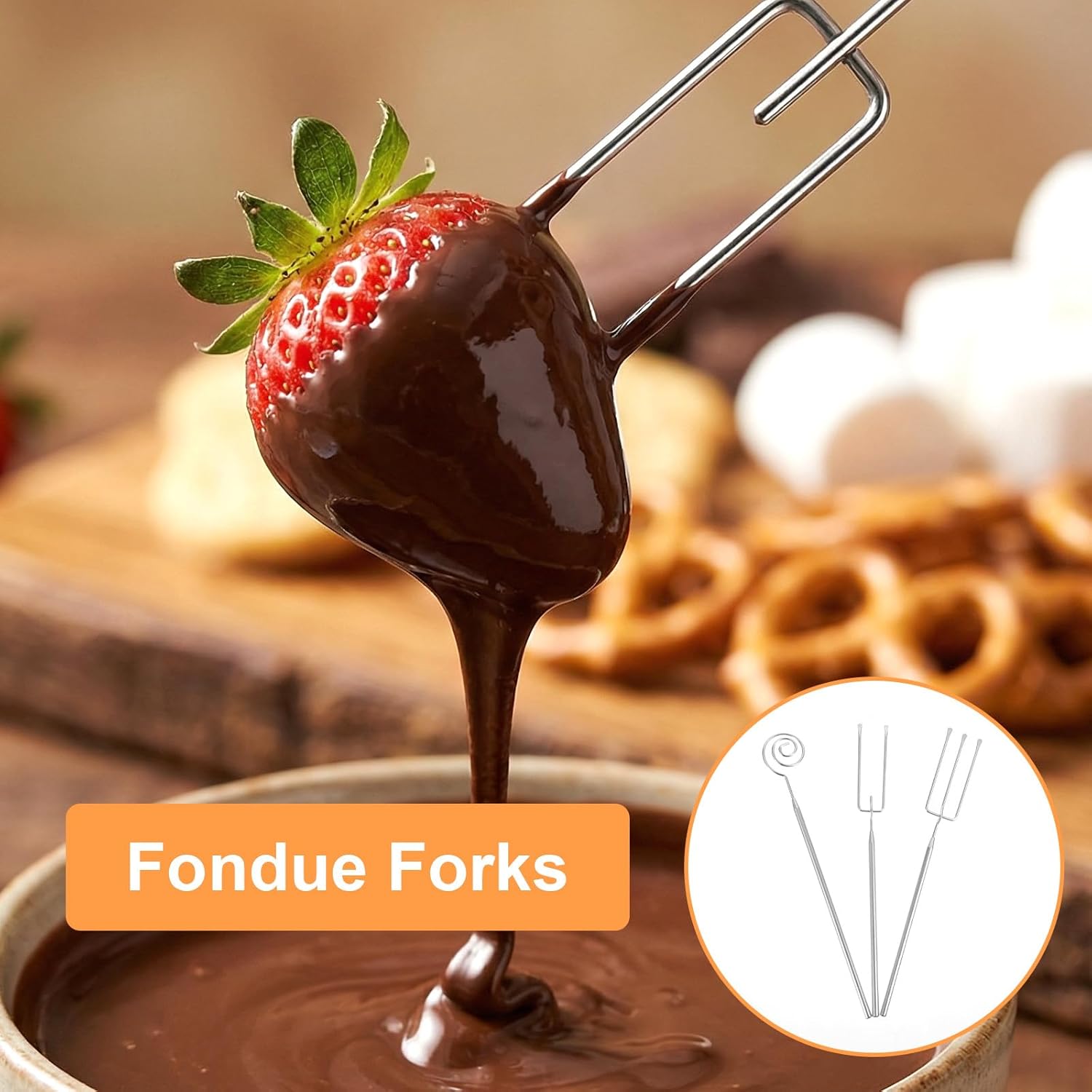 3PCS Chocolate Dipping Tool - Stainless Steel Candy Dipping Tools Baking Supplies Fondue Fork, Spiral Fork Cooking Tool Set, Dishwasher Safe - Image 3