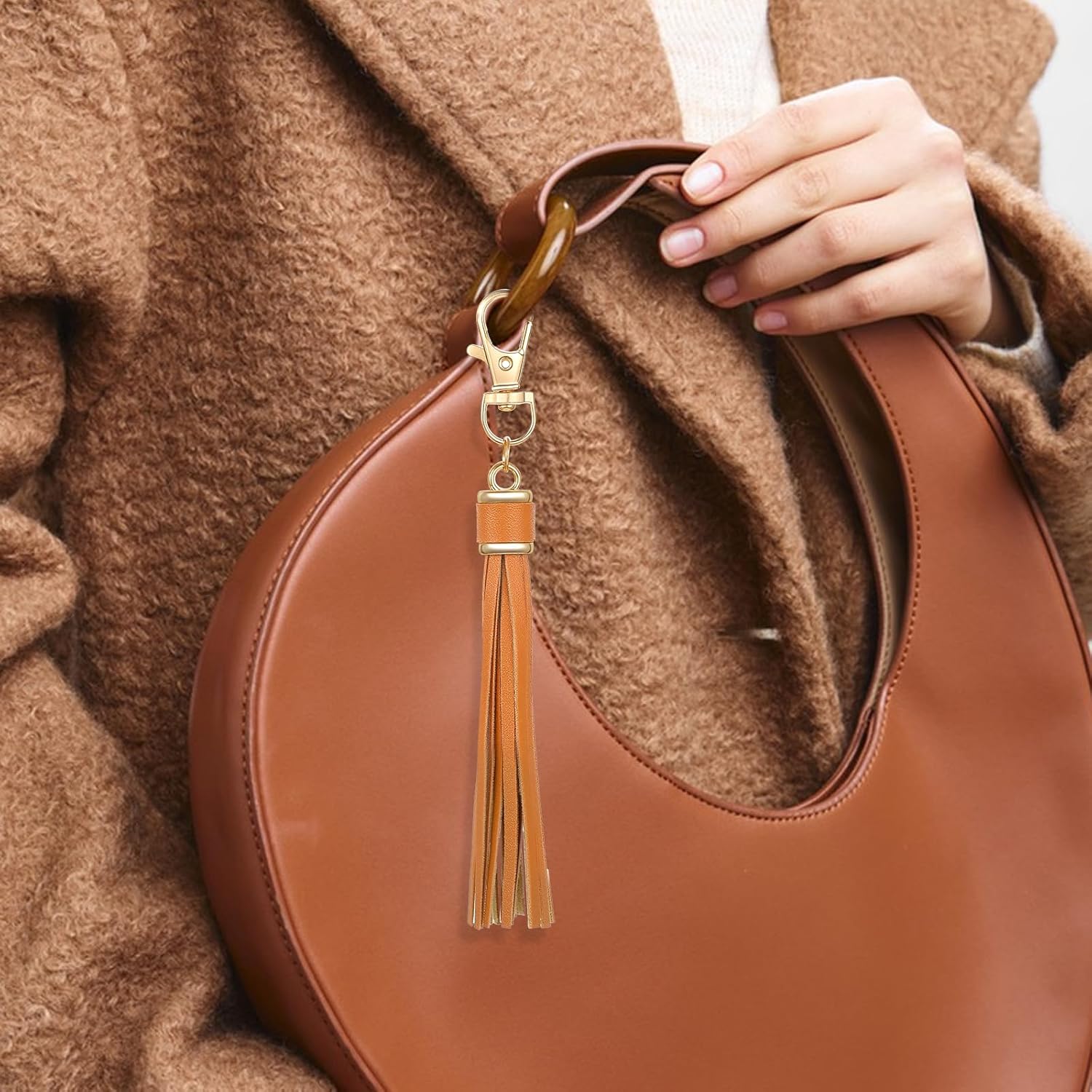 Leather Tassels for Handbags, 4PCS Tassel Keychain Charms Leather Charms for Purses and Bag Charm for Handbags DIY Craft Making - Image 4