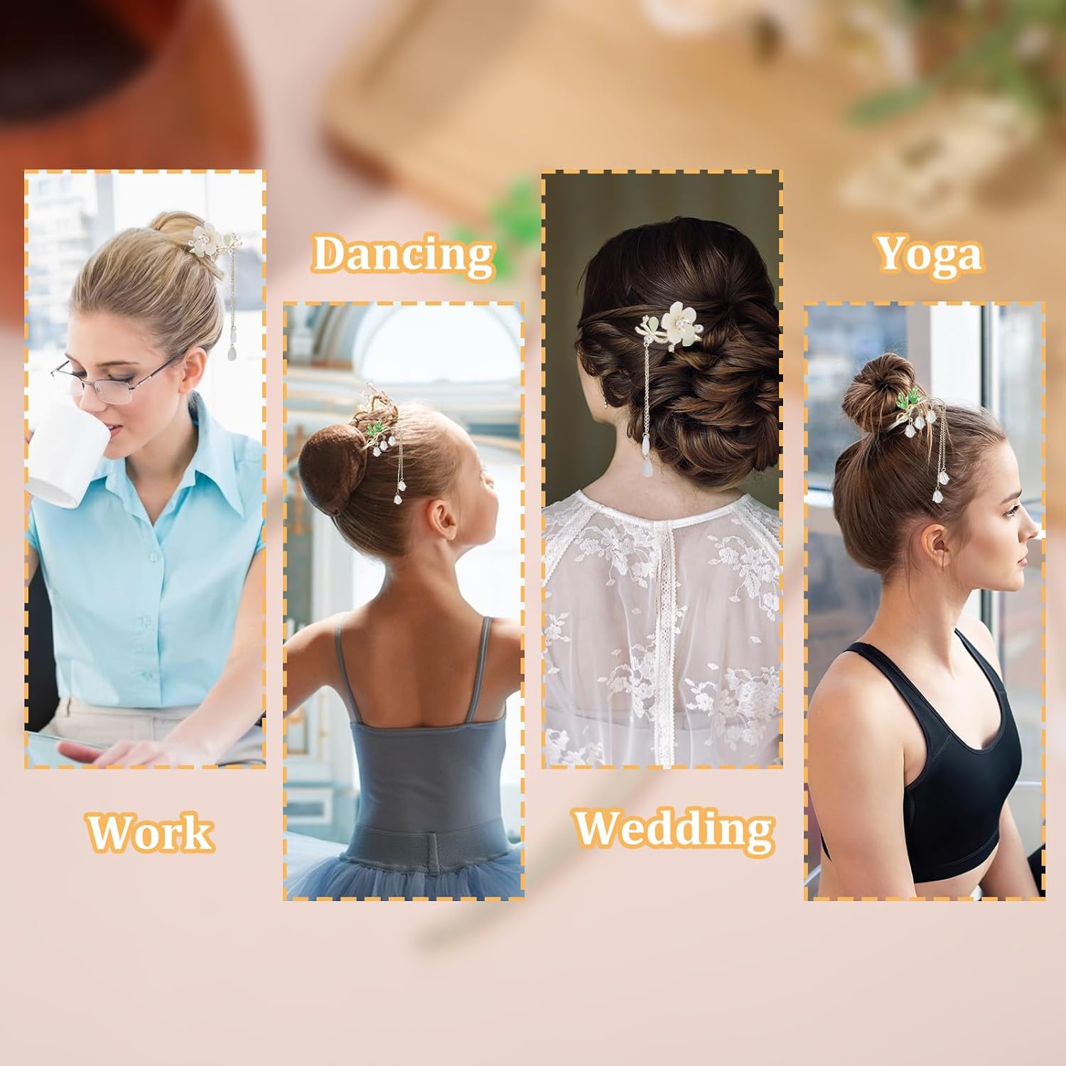2PCS Chinese Hair Sticks,Lily of the Valley Hairpin Fringed Flowers Decor Hairstick for Women Headdress Fork for Women Hanfu Accessories - Image 4