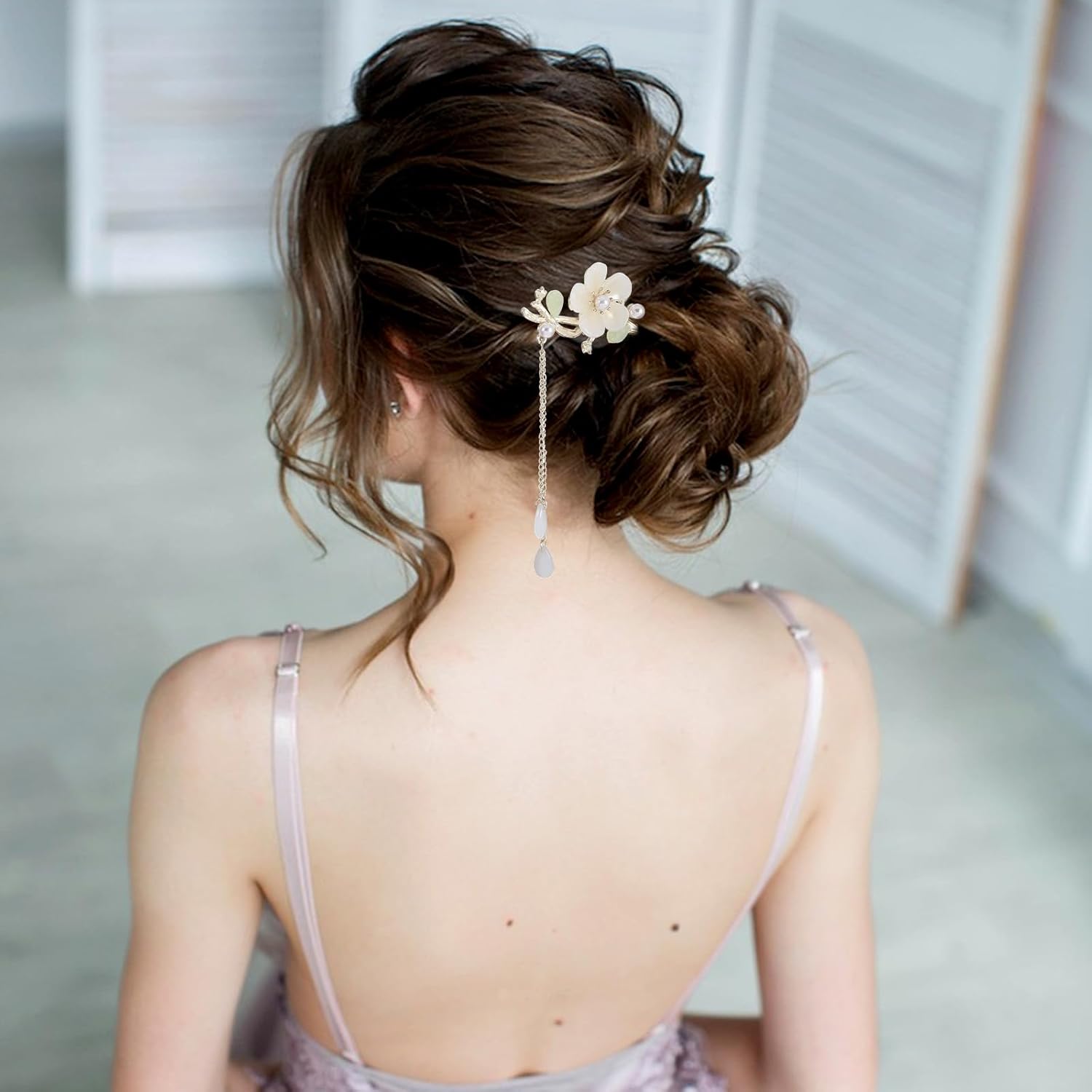 2PCS Chinese Hair Sticks,Lily of the Valley Hairpin Fringed Flowers Decor Hairstick for Women Headdress Fork for Women Hanfu Accessories - Image 6