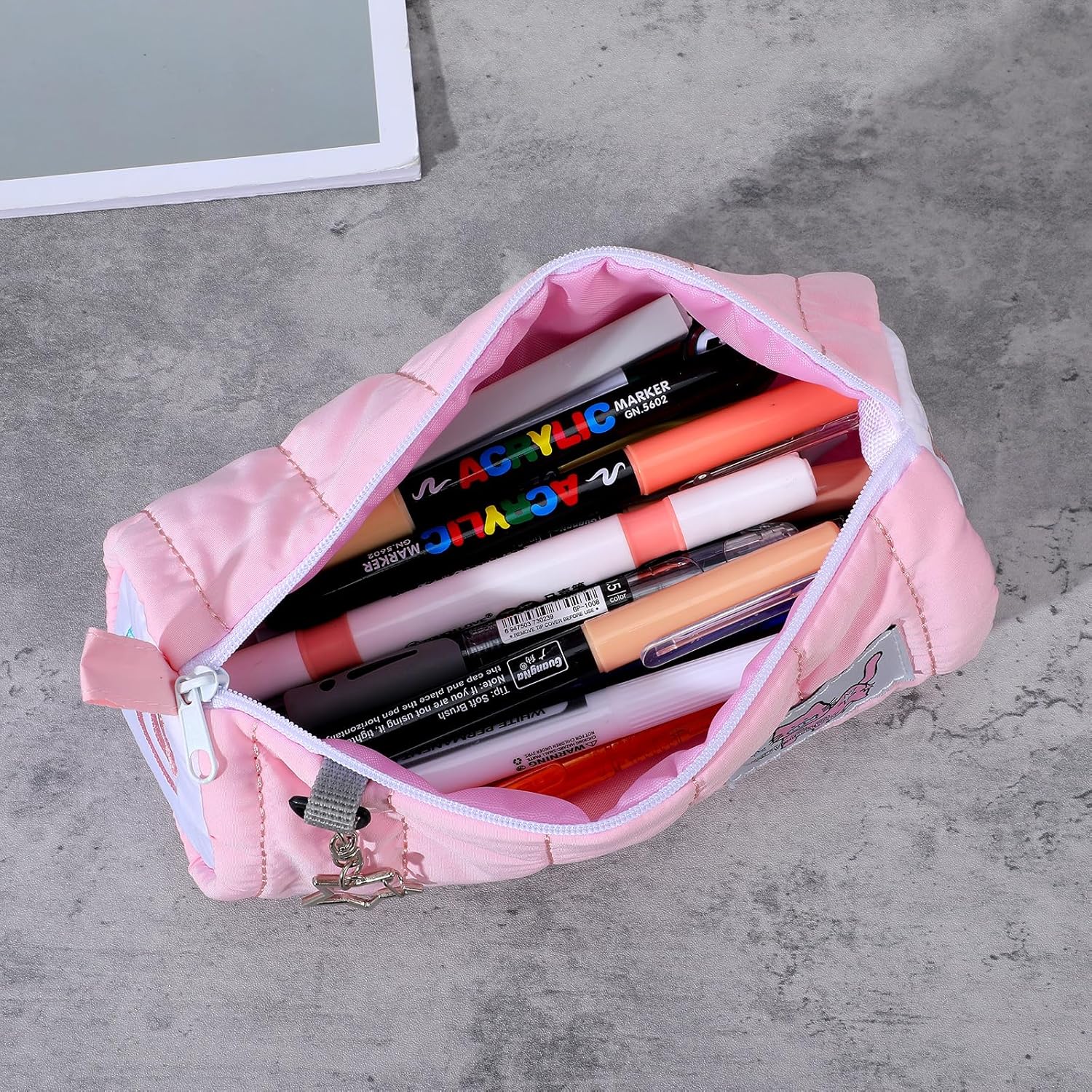 Pink Kawaii Pencil Case, Cream Roll Cartoon Large Capacity Cute Pencil Bag with Zipper, Cat Makeup Organizer Storage Box Office Stationery Nice Gift Stocking Stuffers - Image 5