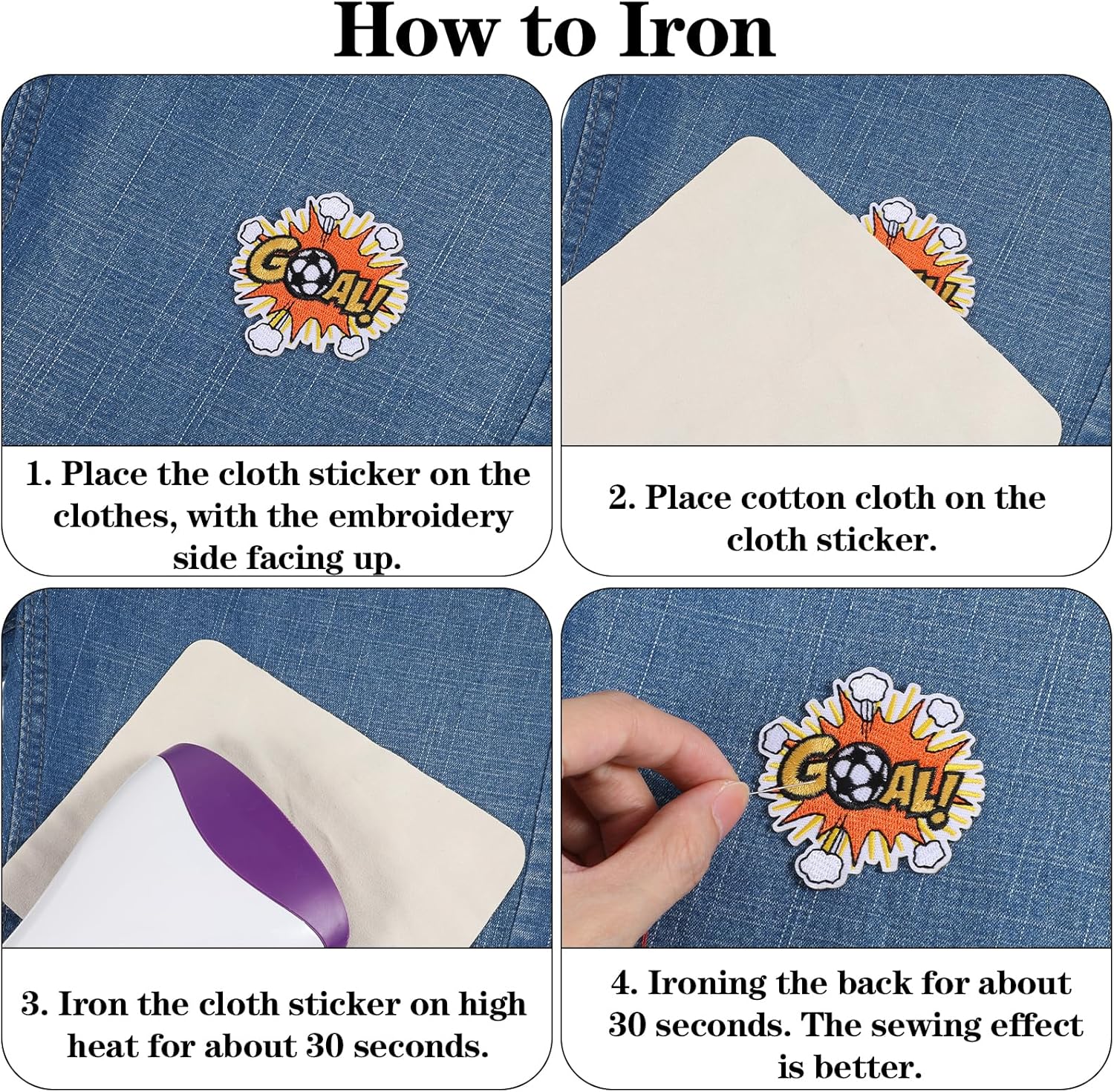 2Pcs Embroidered Soccer Ball Patches Iron on Flaming Soccer Patch for Clothes Decorative Sports Ball Applique for Backpacks Hats Holes Jackets Pants Jeans Boys - Image 2