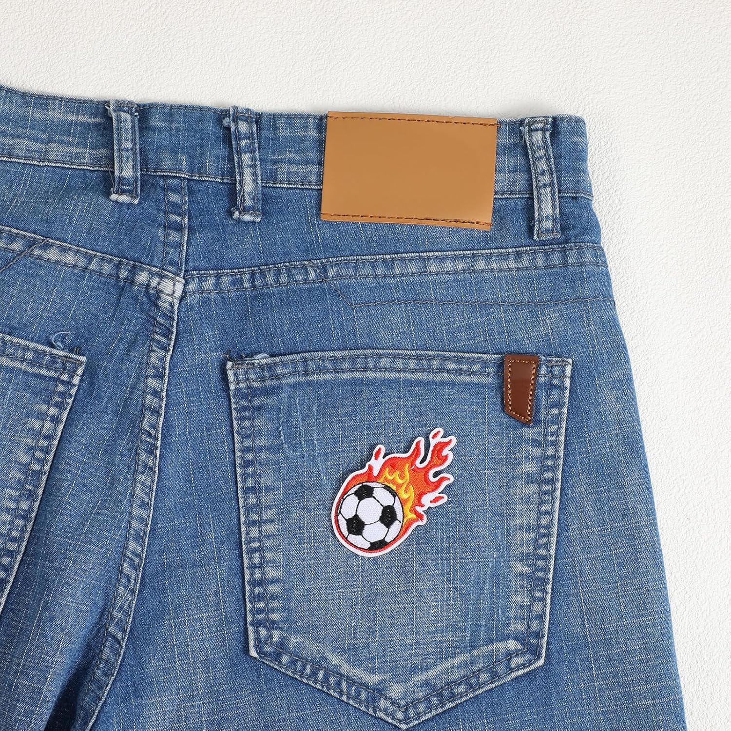 2Pcs Embroidered Soccer Ball Patches Iron on Flaming Soccer Patch for Clothes Decorative Sports Ball Applique for Backpacks Hats Holes Jackets Pants Jeans Boys - Image 4