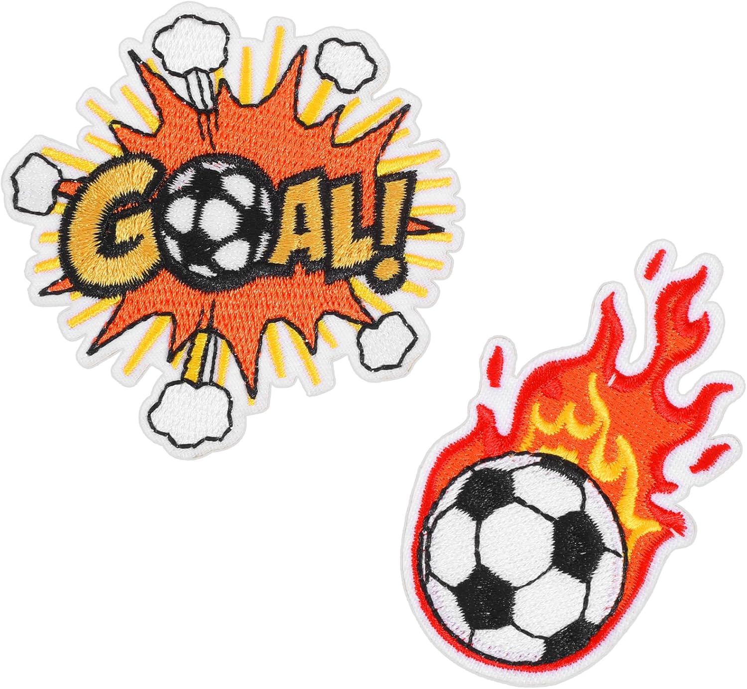 2Pcs Embroidered Soccer Ball Patches Iron on Flaming Soccer Patch for Clothes Decorative Sports Ball Applique for Backpacks Hats Holes Jackets Pants Jeans Boys - Image 5