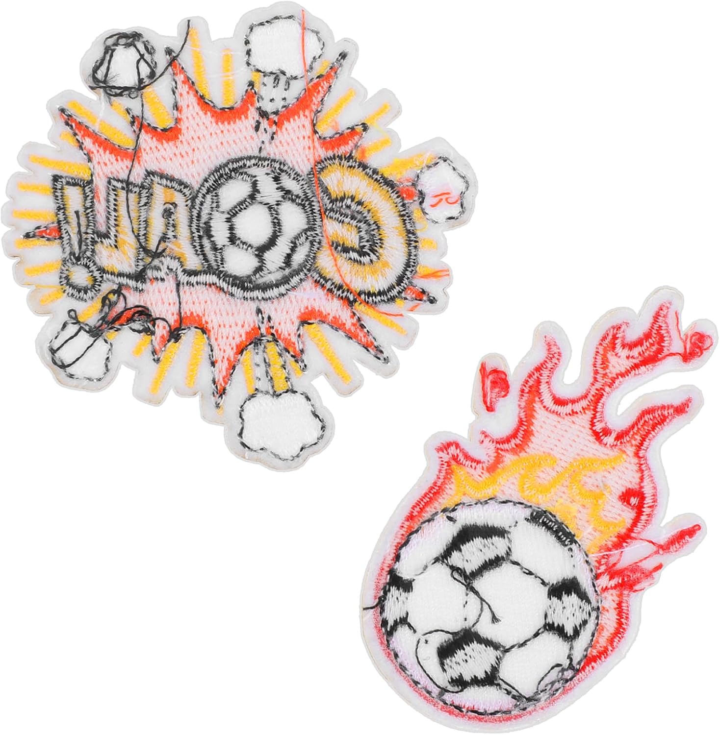 2Pcs Embroidered Soccer Ball Patches Iron on Flaming Soccer Patch for Clothes Decorative Sports Ball Applique for Backpacks Hats Holes Jackets Pants Jeans Boys - Image 6