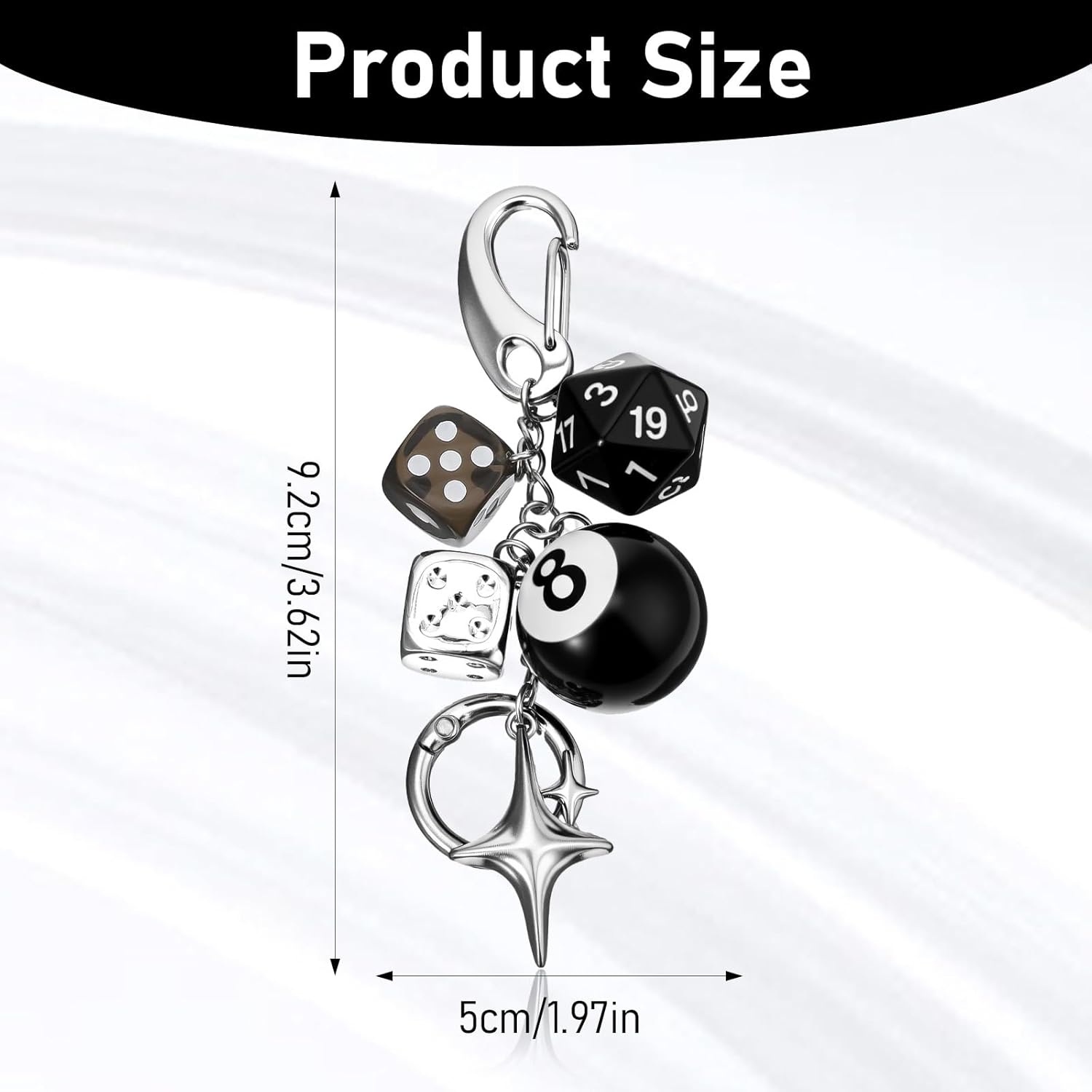 8 Ball Dice Keychain Charms,Y2K Bag Charm for Handbags Cool Purse Charms Key Chain Accessories Charm for Women - Image 1
