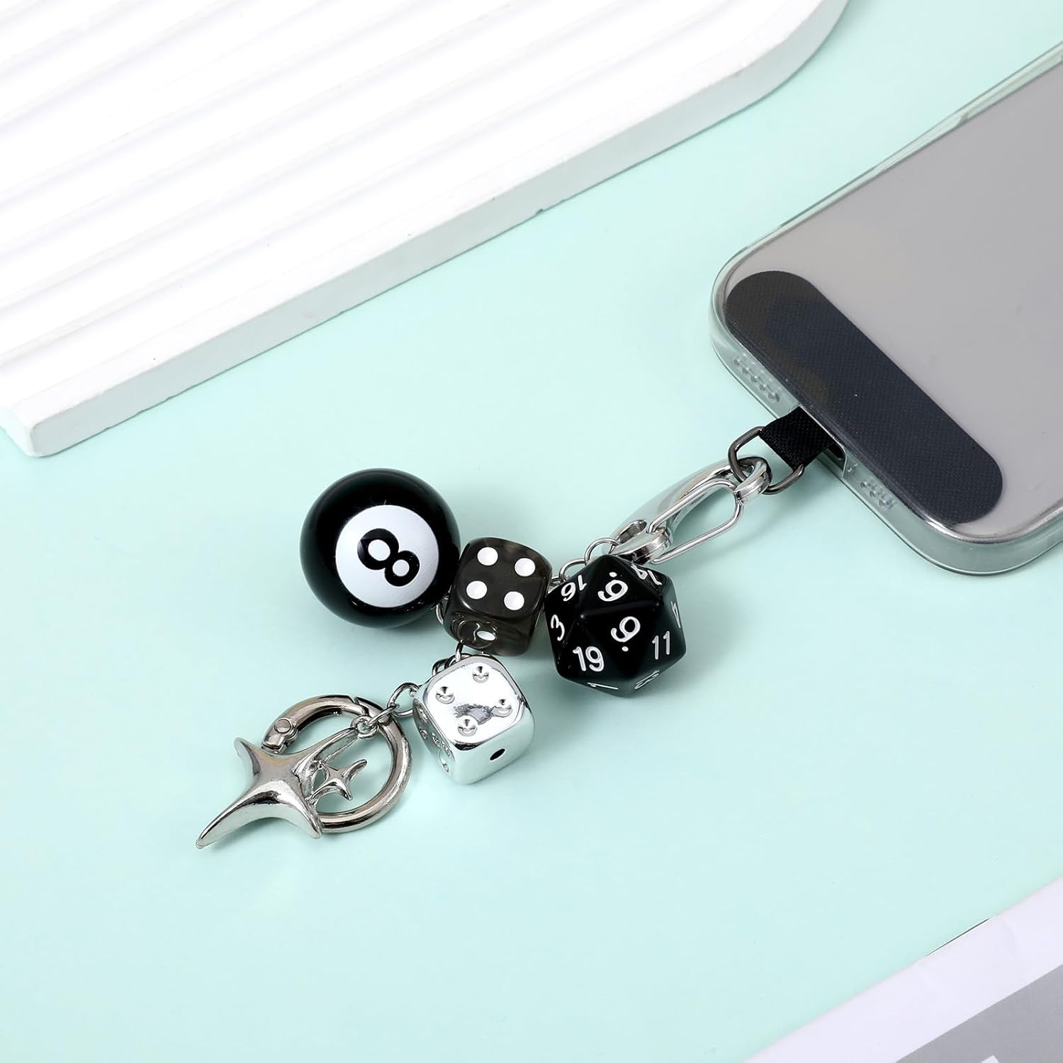 8 Ball Dice Keychain Charms,Y2K Bag Charm for Handbags Cool Purse Charms Key Chain Accessories Charm for Women - Image 2