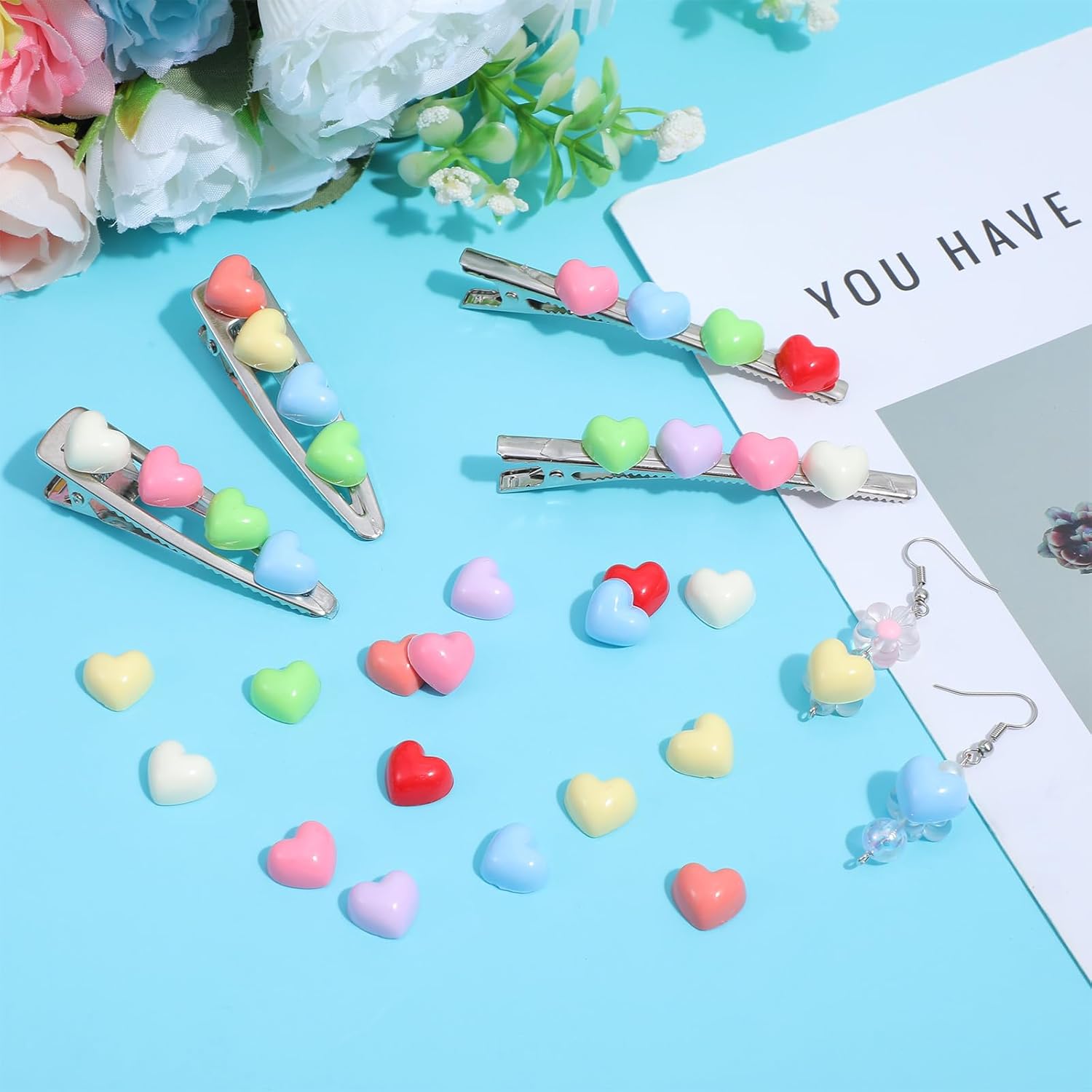 100PCS Colorful Heart Resin Flat Back Charms Shimmeroo Cute Plastic Mini Heart Shape Charms Bulk Resin Embellishments for Crafts Accessories DIY - Image 3