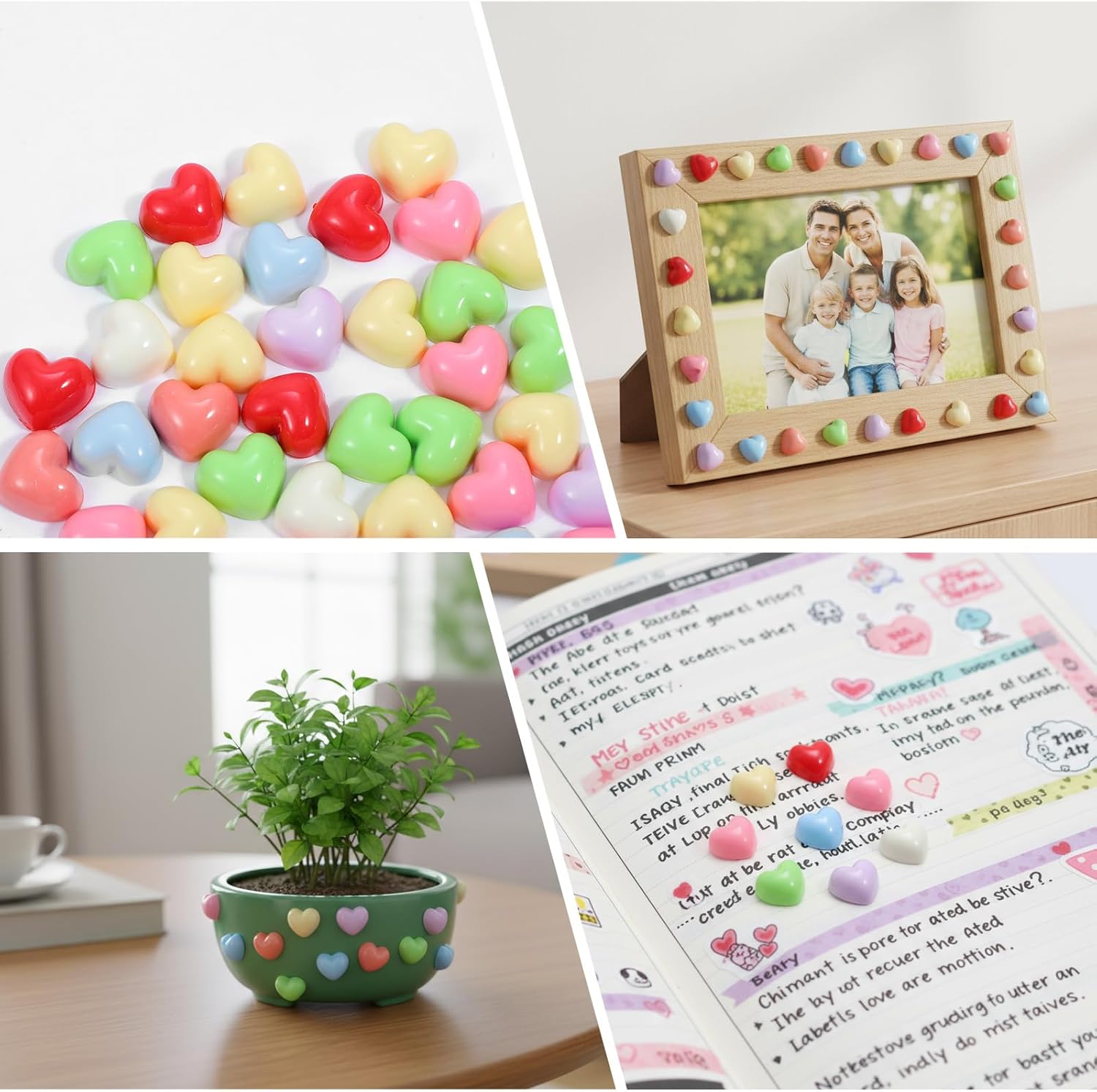 100PCS Colorful Heart Resin Flat Back Charms Shimmeroo Cute Plastic Mini Heart Shape Charms Bulk Resin Embellishments for Crafts Accessories DIY - Image 6
