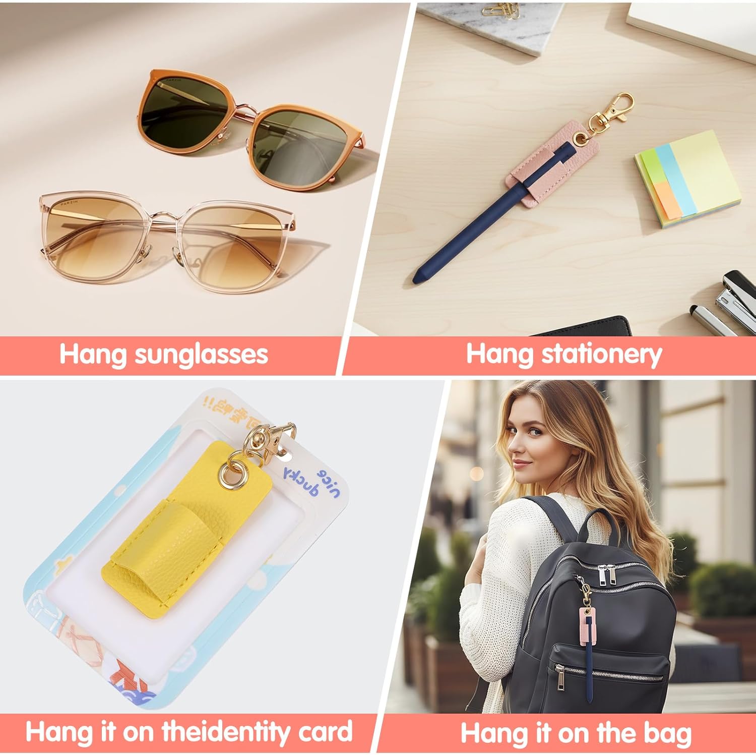 3Pcs Lanyard Pen Holder,Single Lanyard Pen Holder Anti-Lost PU Leather Badge Pens Keychain for Nurses,Courier,Office Supplies - Image 3