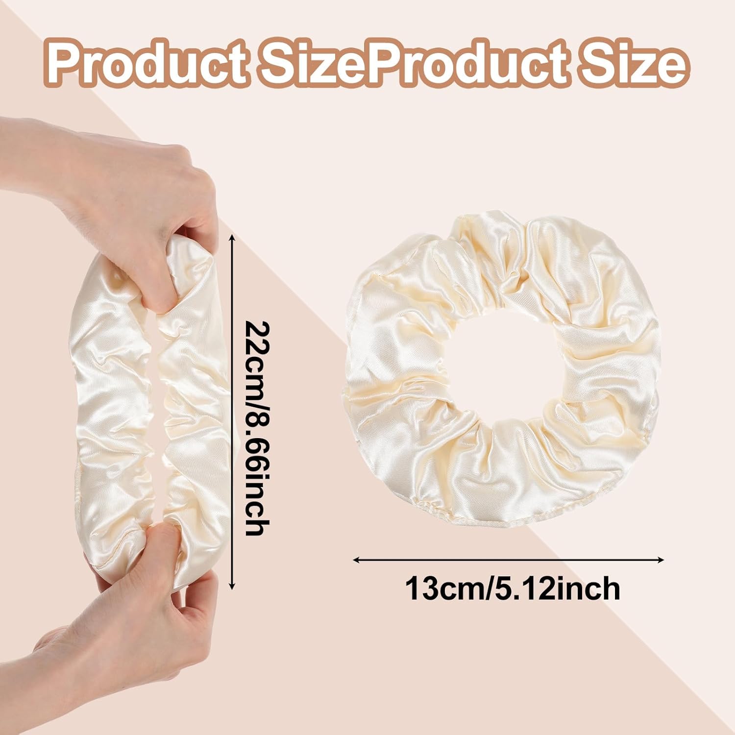 3PCS Large Satin Hair Scrunchies, Oversized Thick Elastic Satin Scrunchie for Women Girls Fluffy Ponytail Holder Curls Hair Silk Sleepy Tie(Black, Brown, Champagne) - Image 1