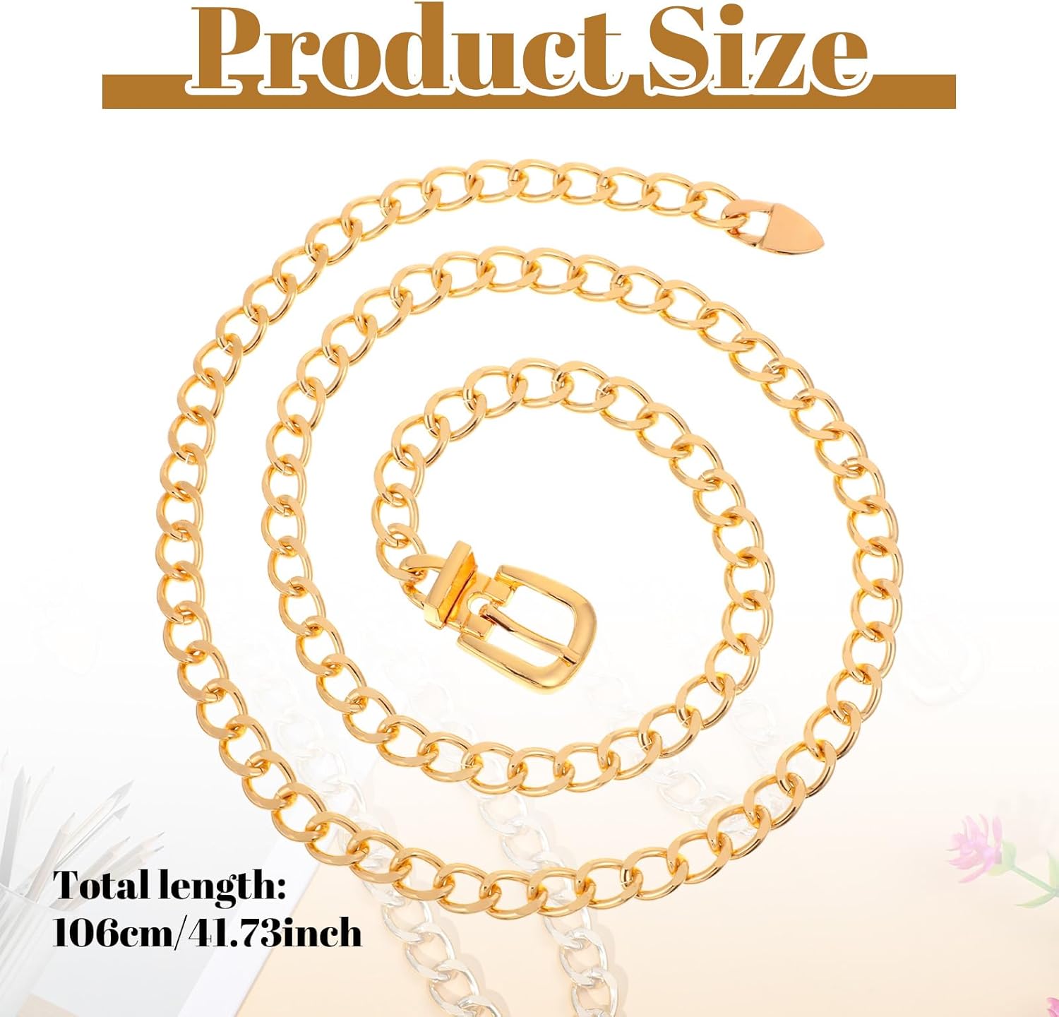 Gold Chain Belts for Women,Adjustable Gold Metal Belts for Women Trendy Waist Chain Belt for Dress & Jeans - Image 1