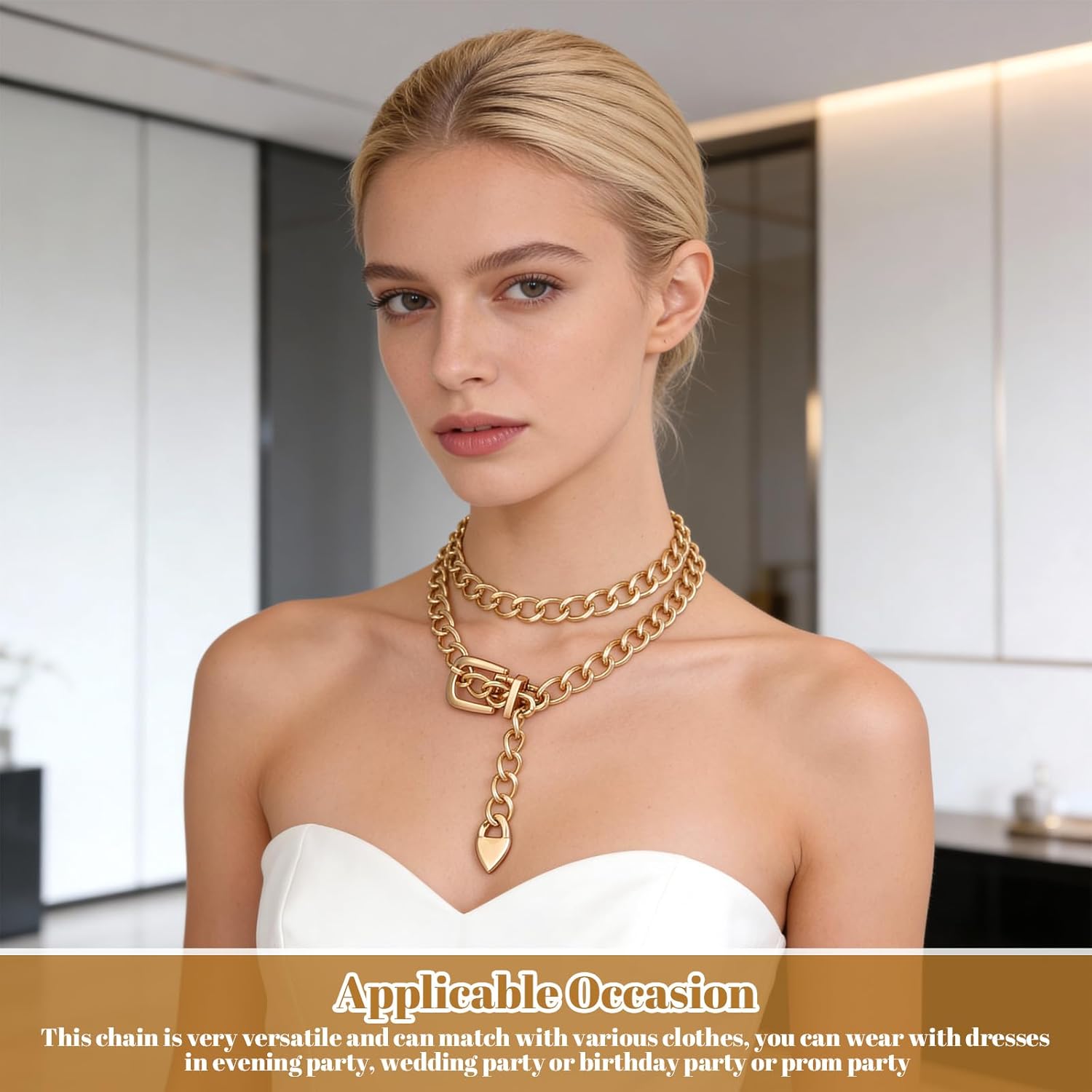 Gold Chain Belts for Women,Adjustable Gold Metal Belts for Women Trendy Waist Chain Belt for Dress & Jeans - Image 3