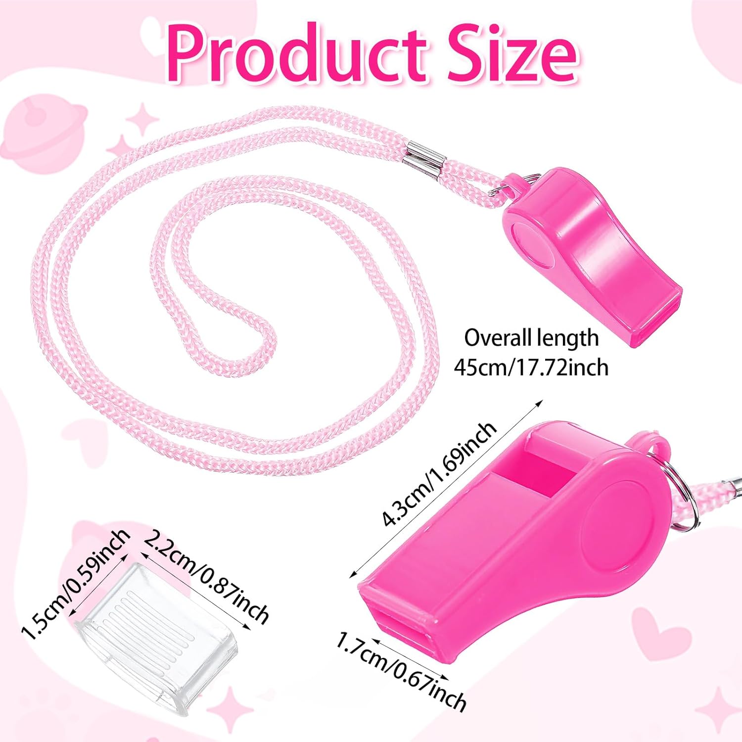 2PCS Pink Coach Whistle with Lanyard, High-Pitched Plastic Whistles Emergency Loud Crisp Sound for Coach Outdoor Safety Referee Lifeguard Teachers Dog Training - Image 1
