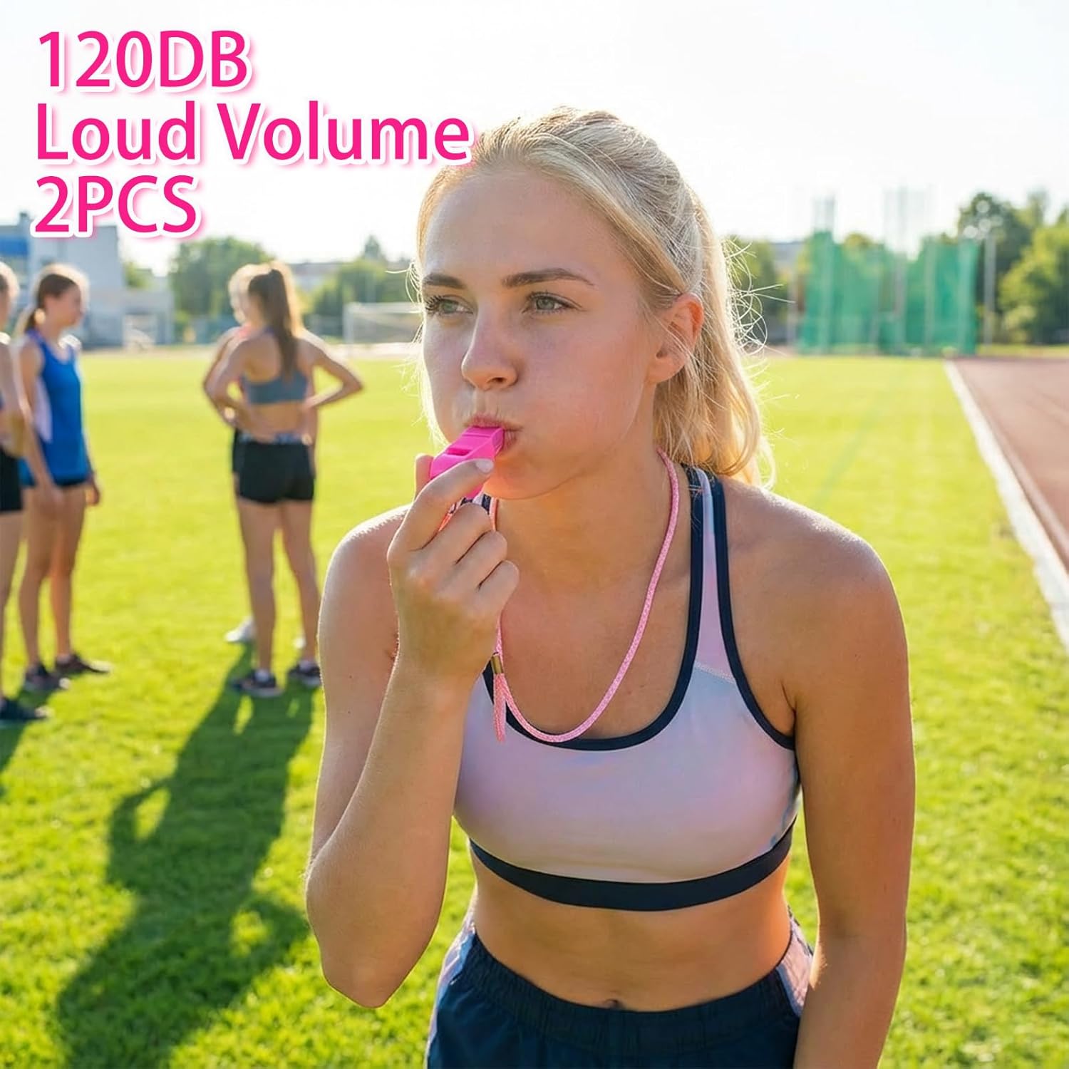 2PCS Pink Coach Whistle with Lanyard, High-Pitched Plastic Whistles Emergency Loud Crisp Sound for Coach Outdoor Safety Referee Lifeguard Teachers Dog Training - Image 2