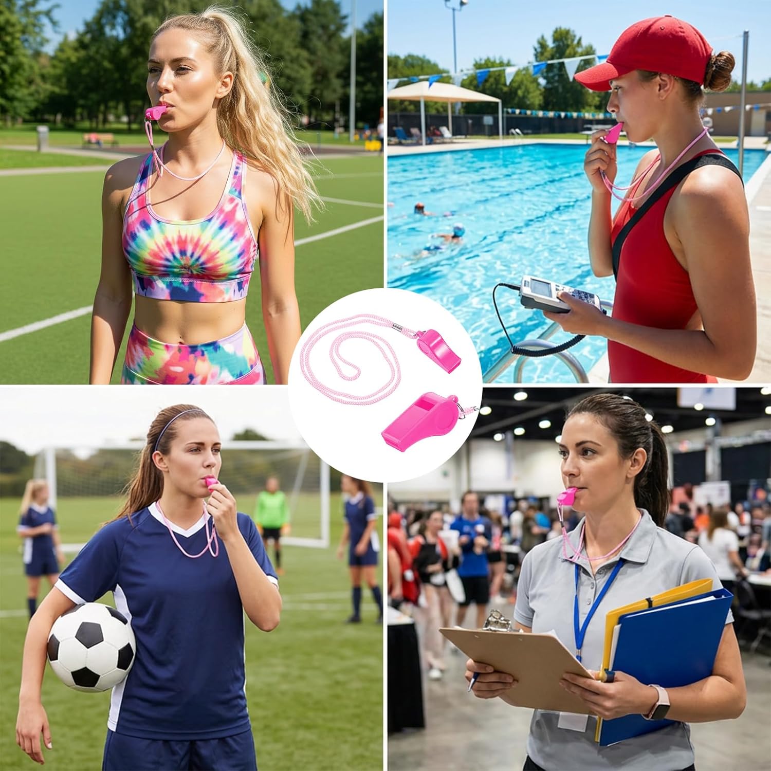 2PCS Pink Coach Whistle with Lanyard, High-Pitched Plastic Whistles Emergency Loud Crisp Sound for Coach Outdoor Safety Referee Lifeguard Teachers Dog Training - Image 4