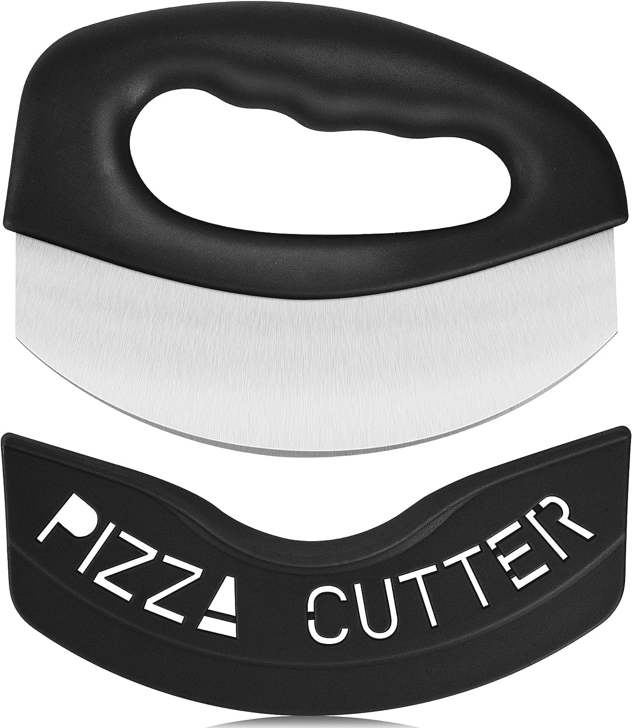 Heavy Duty Stainless Steel Pizza Cutter with Cover, Super Sharp Blade Pizza Knife Pizza Cutter Rocker, Perfect Kitchen Gadgets for Pizza Cutting Home Essentials (Black) - Image 1