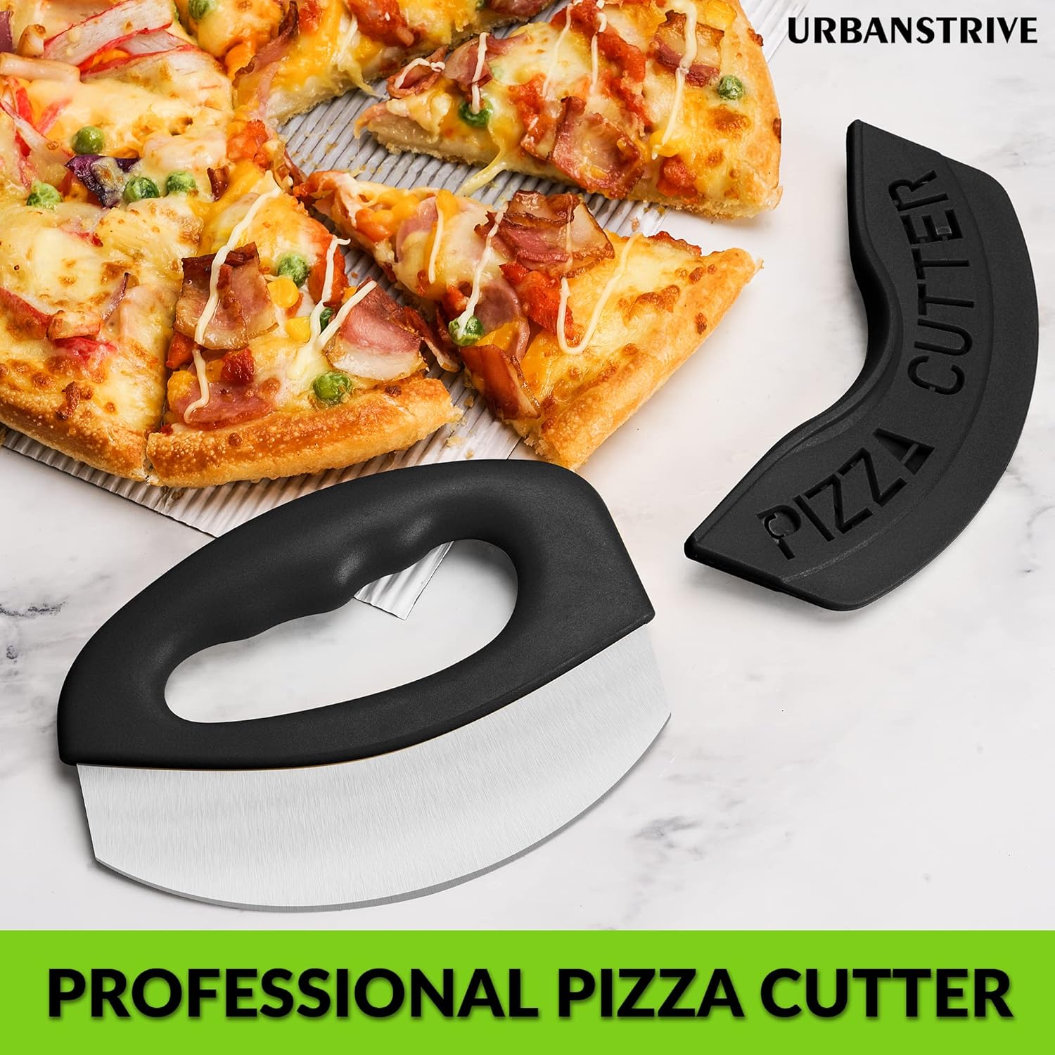 Heavy Duty Stainless Steel Pizza Cutter with Cover, Super Sharp Blade Pizza Knife Pizza Cutter Rocker, Perfect Kitchen Gadgets for Pizza Cutting Home Essentials (Black) - Image 6