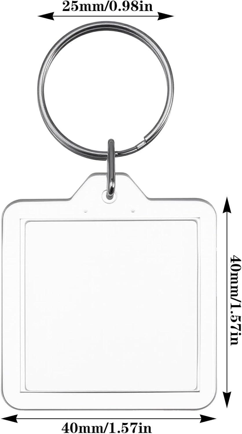 10PCS Acrylic Photo Keychain Blanks,Clear Blank Keychains Picture Frame Keychain Holder DIY Set for Bags Car Purses - Image 1