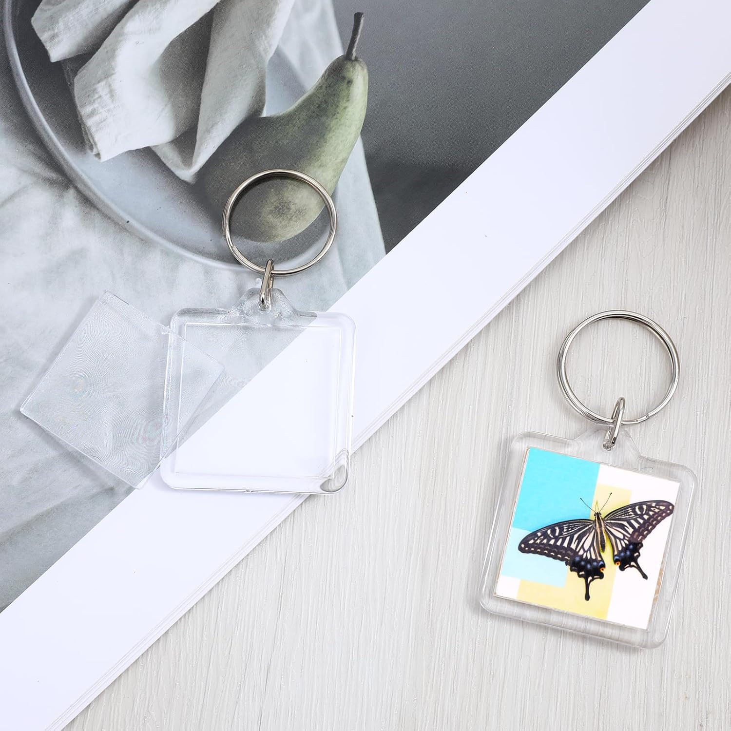 10PCS Acrylic Photo Keychain Blanks,Clear Blank Keychains Picture Frame Keychain Holder DIY Set for Bags Car Purses - Image 3